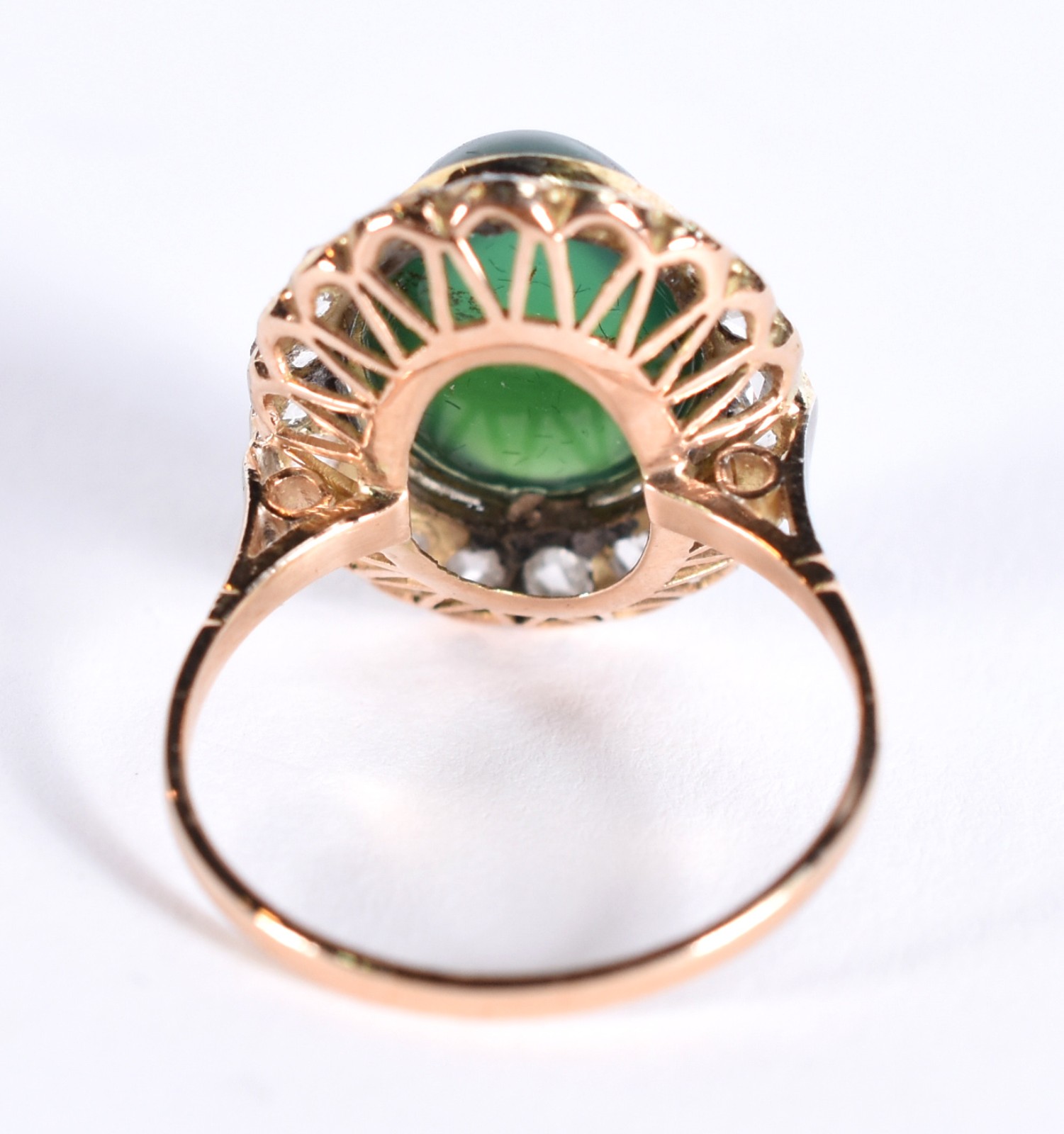 Anel de ouro 18 k com pedra praziolita com 20 brilhantes, aro 17 (Por... - foto 3 de 3