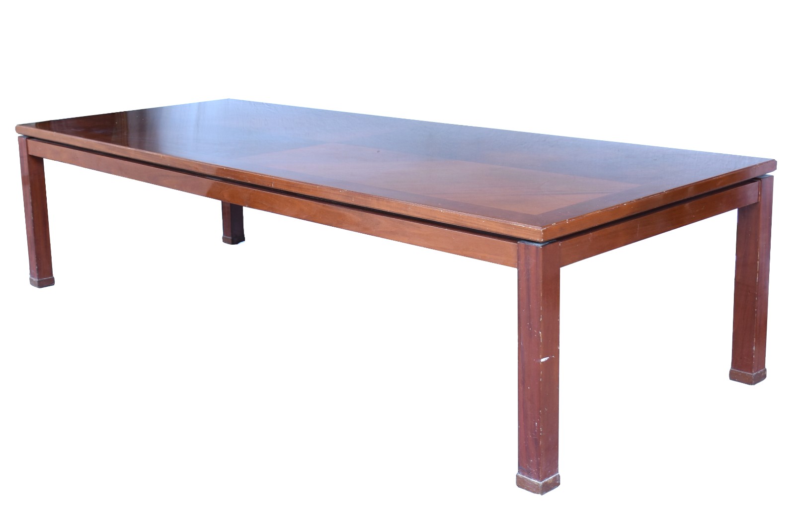 Mesa de jantar de madeira nobre parquetada, pernas retas. - foto 1 de 4