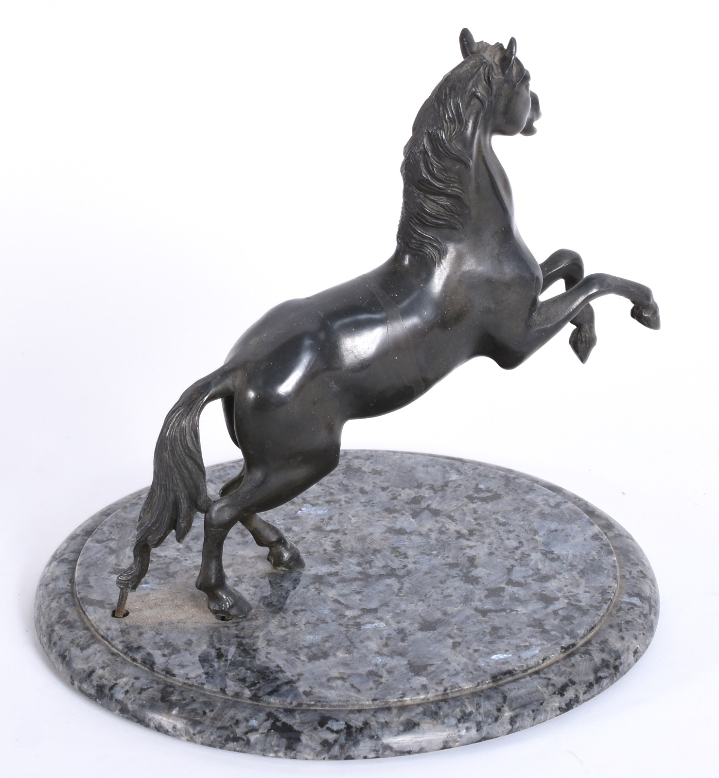 Escultura de petit bronze representando cavalo, base de mármore. - foto 3 de 5