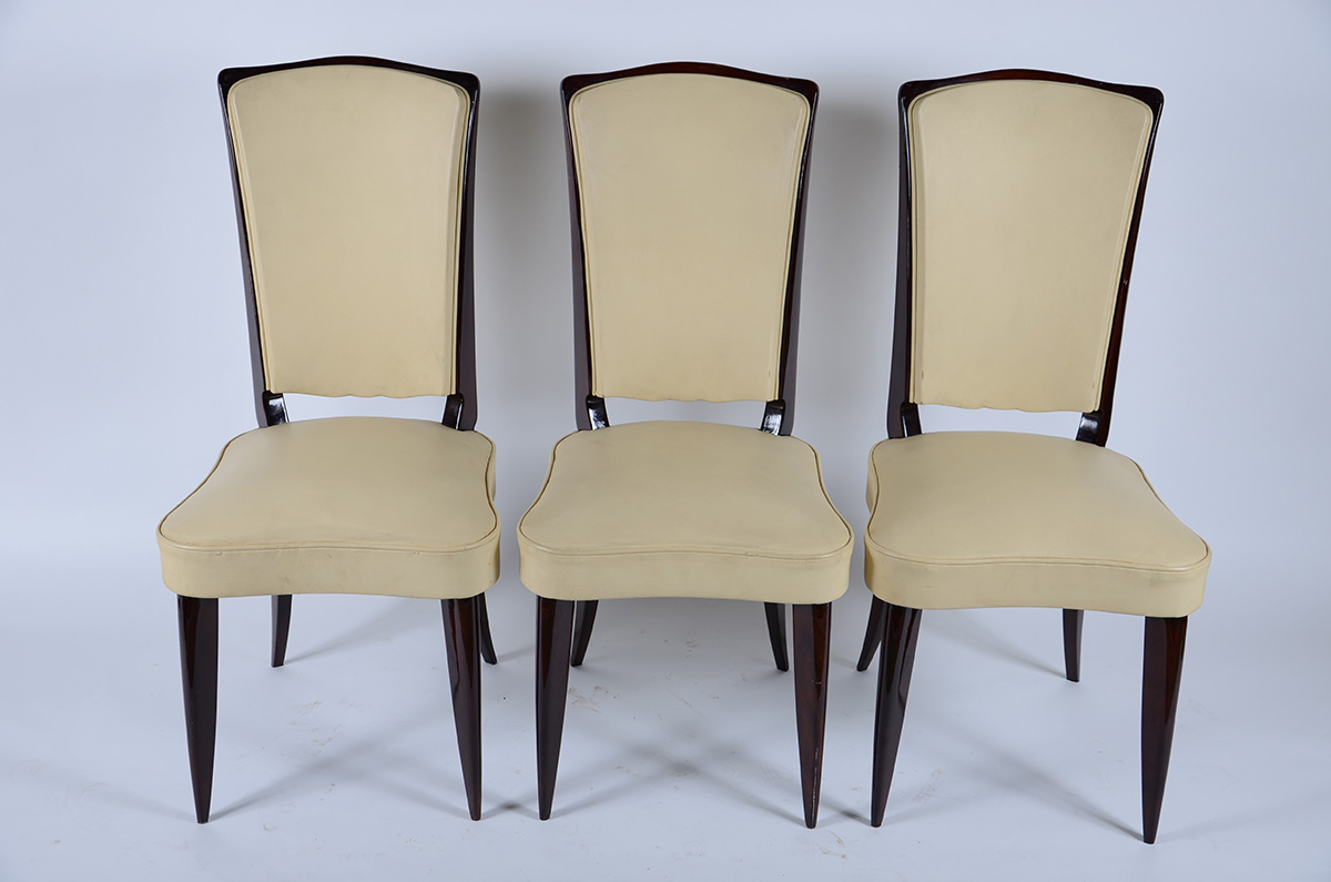 Seis cadeiras estilo Art Deco de madeira nobre com assentos e... - foto 2 de 2