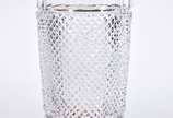 Vaso de cristal lapidação bico de jaca com tarj... - Vaso de cristal lapidação bico de jaca com tarjas douradas.
