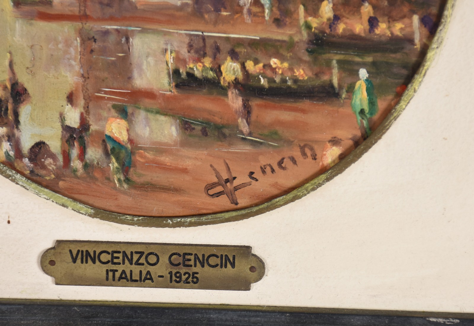 Vincenzo Cencin (1925-2010), Paisagem com figuras e barcos - foto 2 de 3