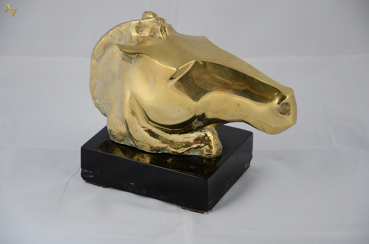 AGOSTINELLI - Escultura em bronze representando Cabeça de Cavalo... - foto 1 de 2