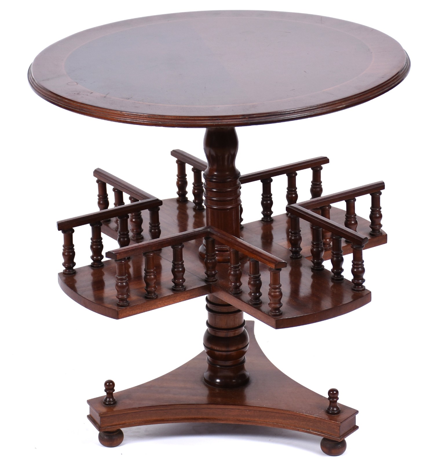 Mesa de madeira nobre feitio circular, estilo inglês, apoio em coluna... - foto 1 de 4