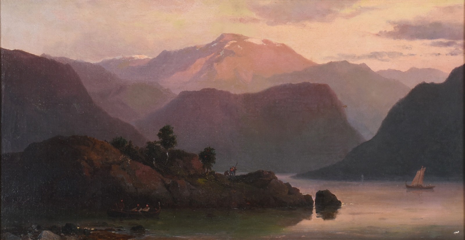 Escola europeia, Paisagem com montanhas e lago - foto 1 de 3