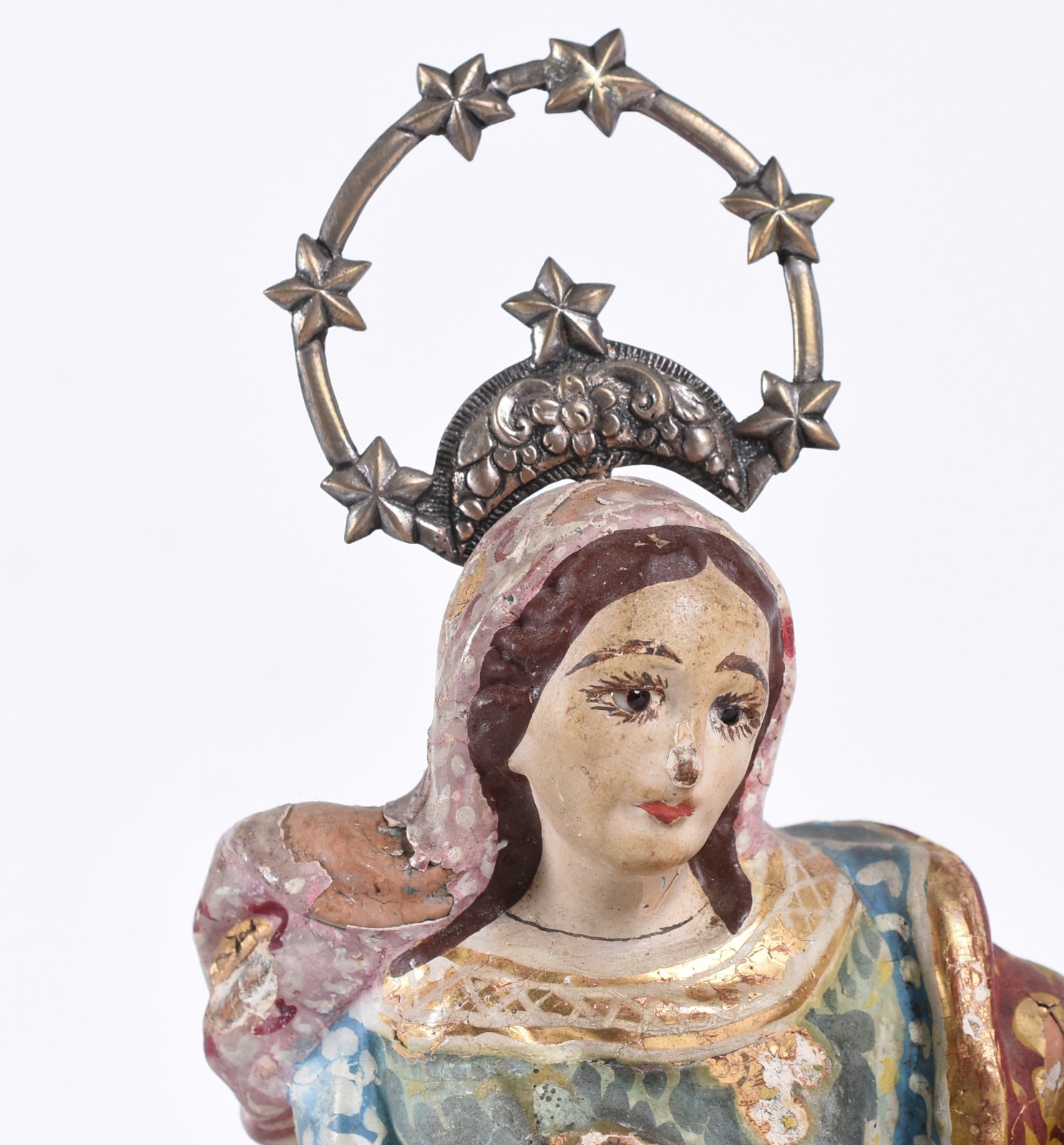 Sant'Anna Mestra - Antiga Imagem de madeira policromada, coroa e... - foto 2 de 6