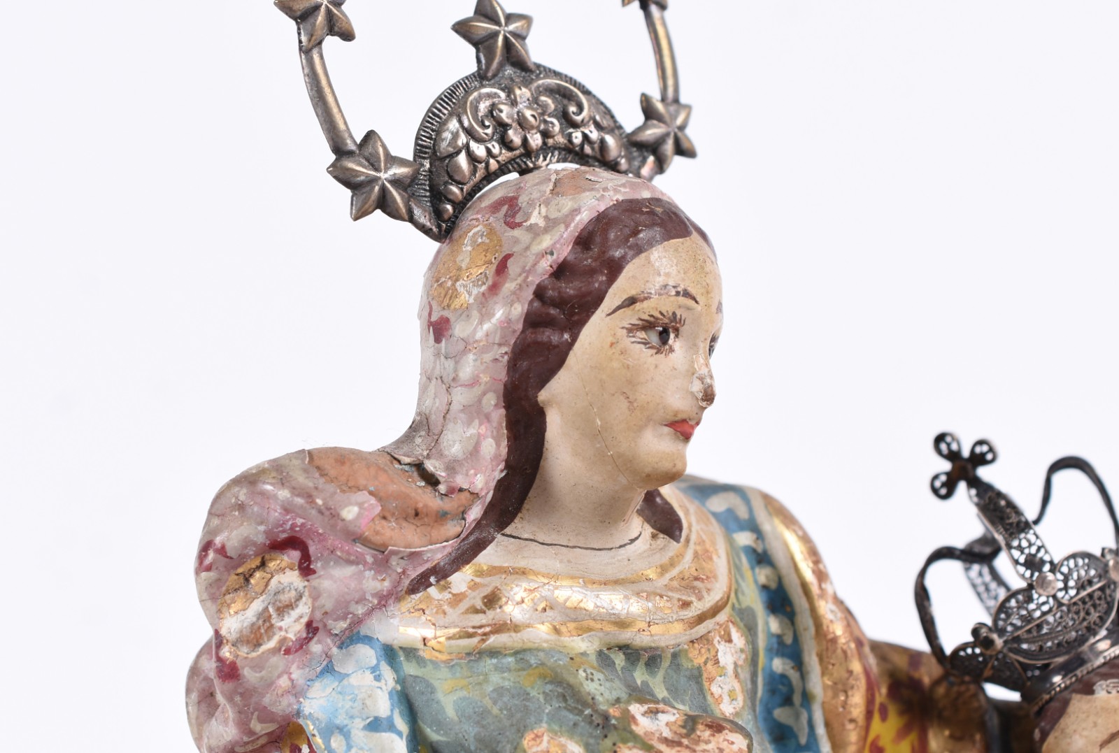 Sant'Anna Mestra - Antiga Imagem de madeira policromada, coroa e... - foto 4 de 6