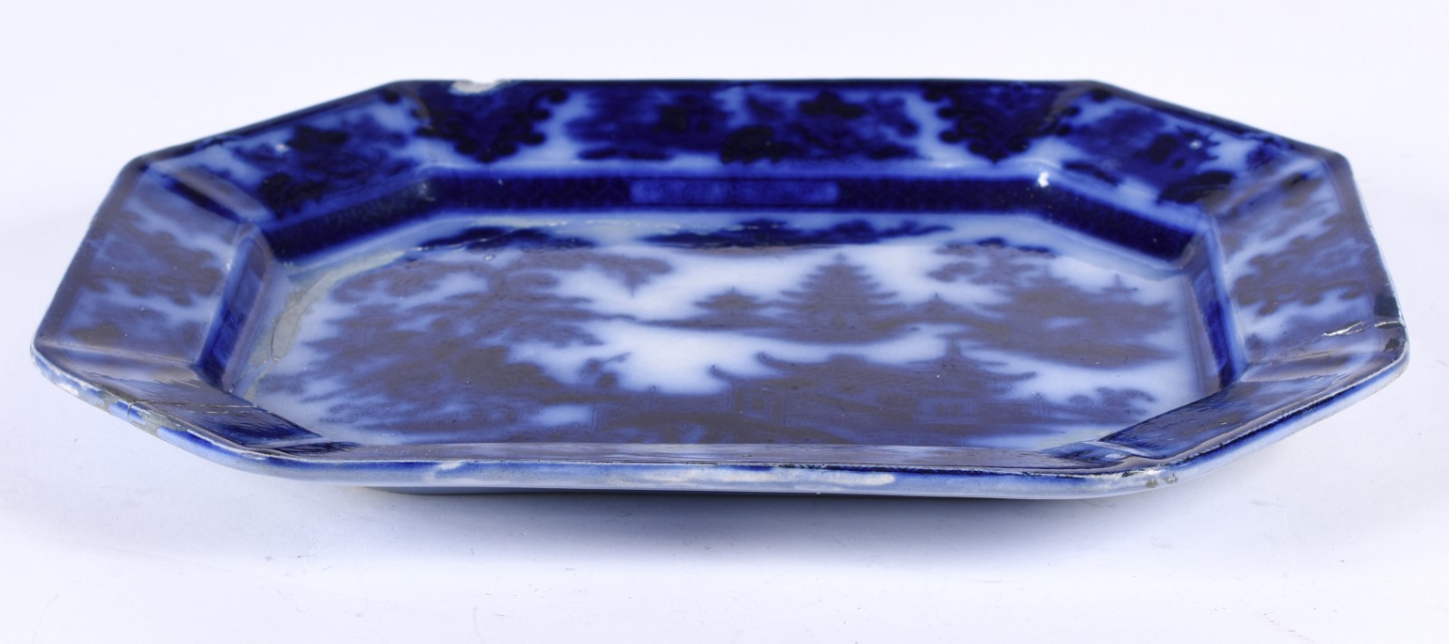 Travessa de porcelana azul borrão, feitio oitavado, Ironstore Shangai... - foto 2 de 7