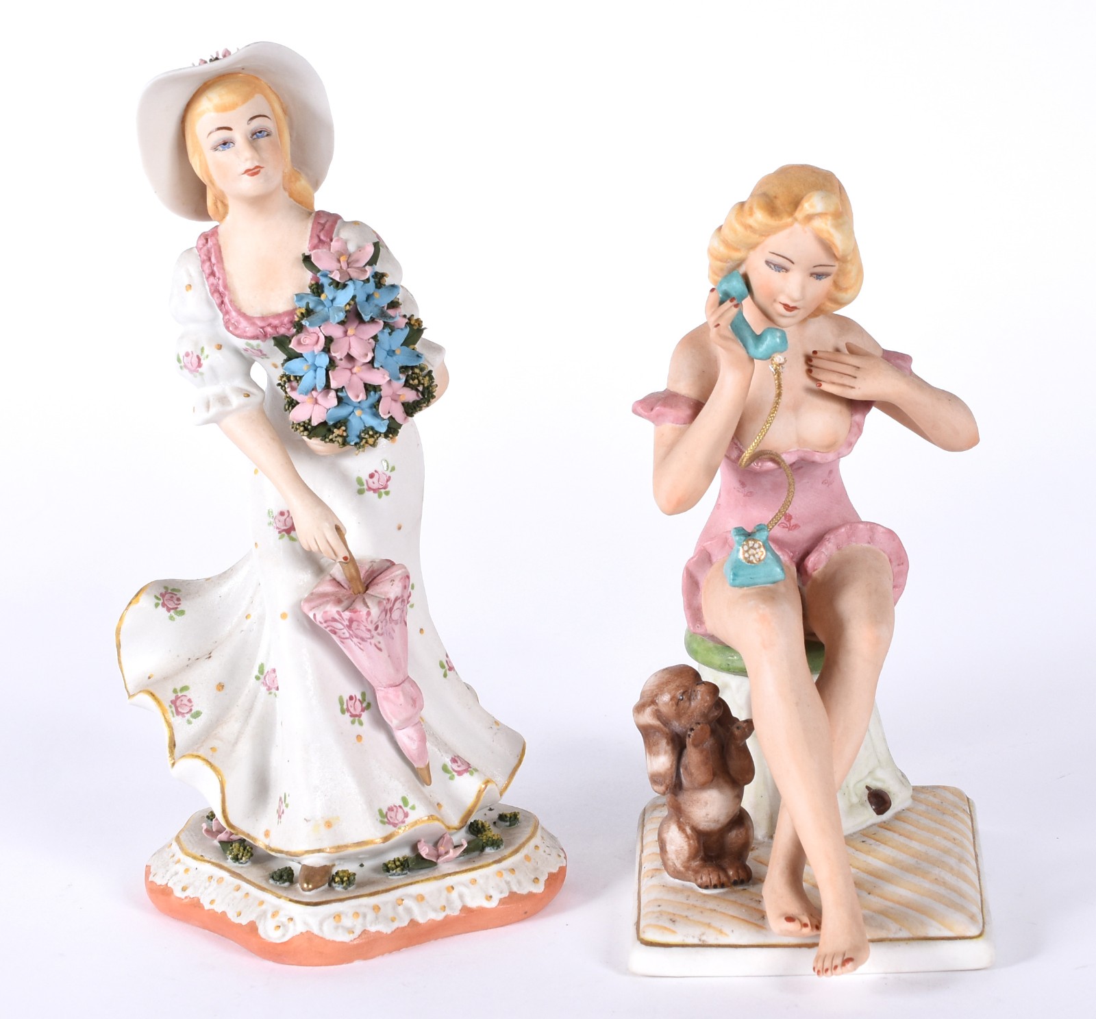 Duas figuras de porcelana policromada, representando figuras... - foto 1 de 5