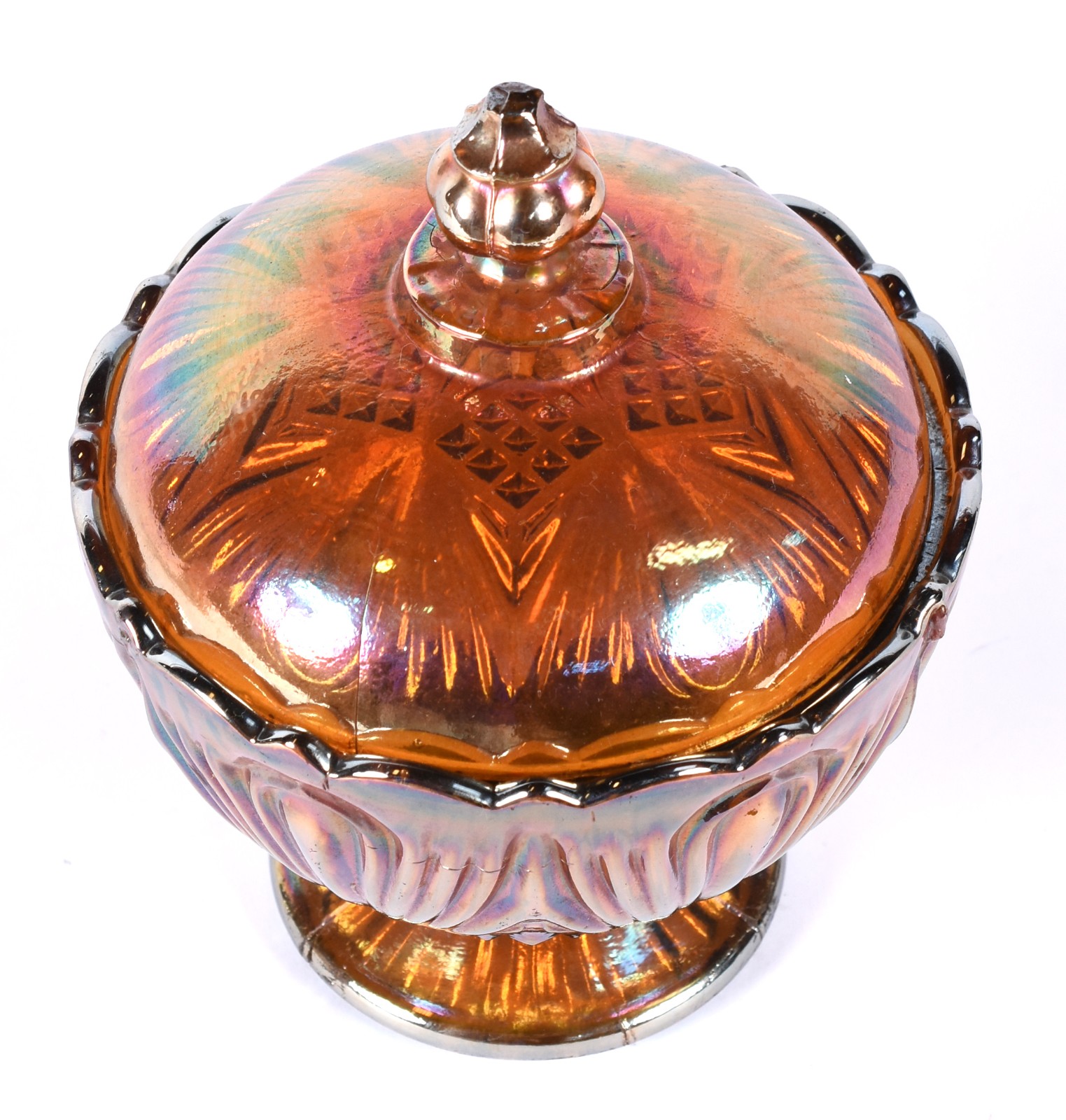 Compoteira de vidrão "Carnival Glass" feitio "gota". - foto 3 de 6