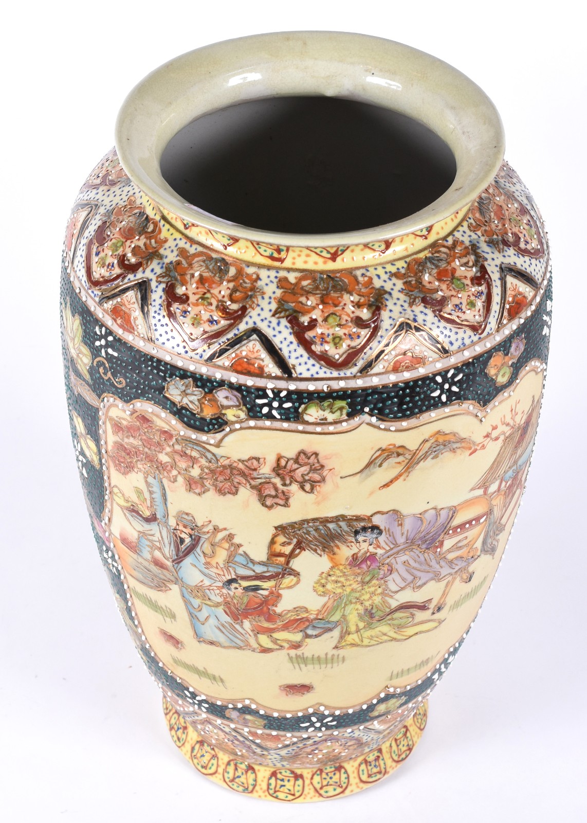 Vaso de porcelana oriental policromada ao gosto Satzuma. - foto 3 de 6