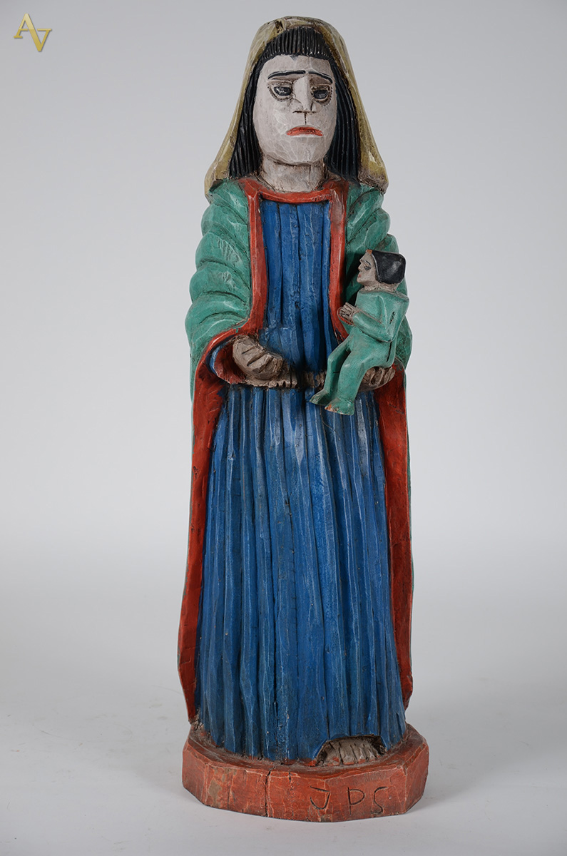 Arte Popular - Santa em madeira policromada. Altura: 80 cm - foto 1 de 2