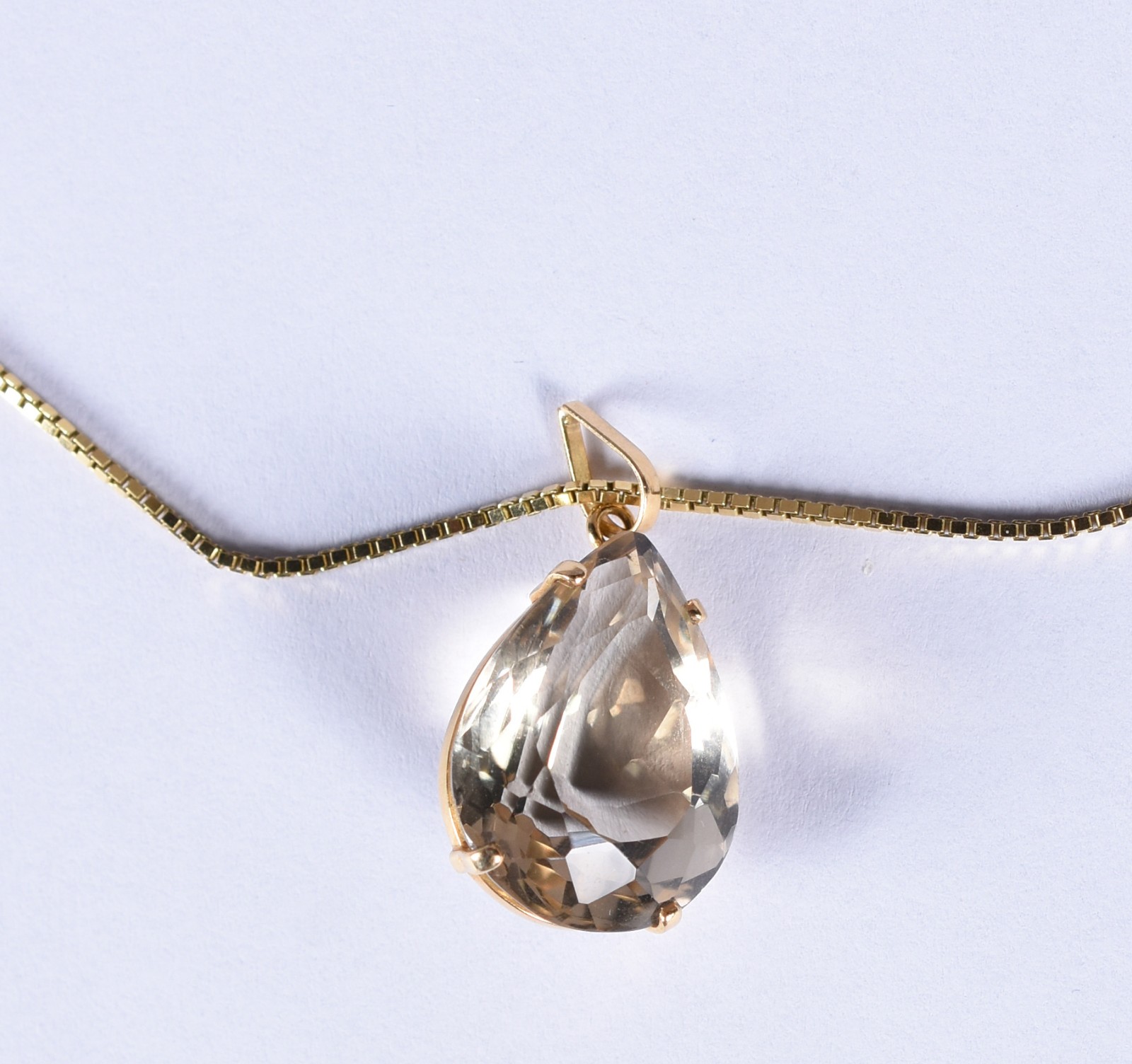 Colar de ouro 18k, contraste 750 com pingente de pedra topázio (Por... - foto 1 de 6
