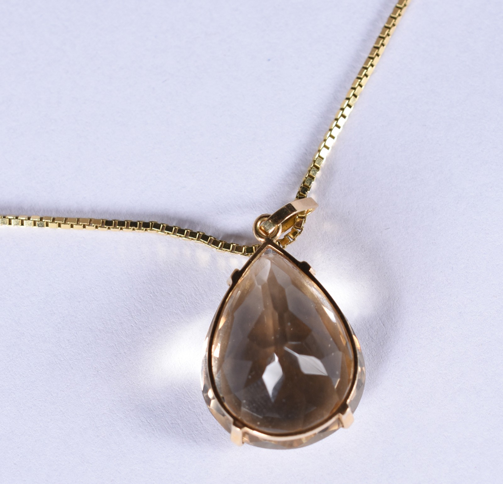 Colar de ouro 18k, contraste 750 com pingente de pedra topázio (Por... - foto 3 de 6