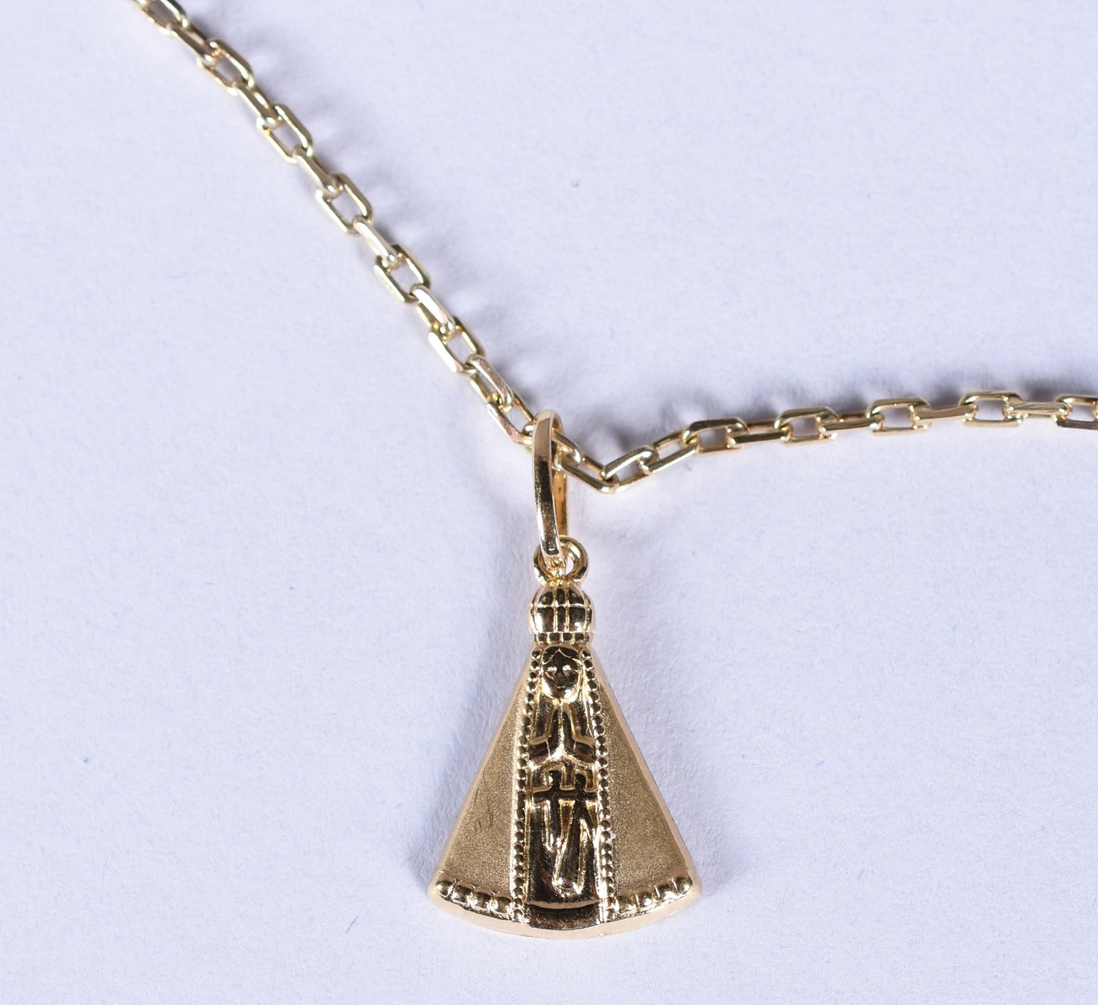 Colar de ouro 18k, contraste 750 e pingente Nossa Senhora Aparecida... - foto 1 de 4