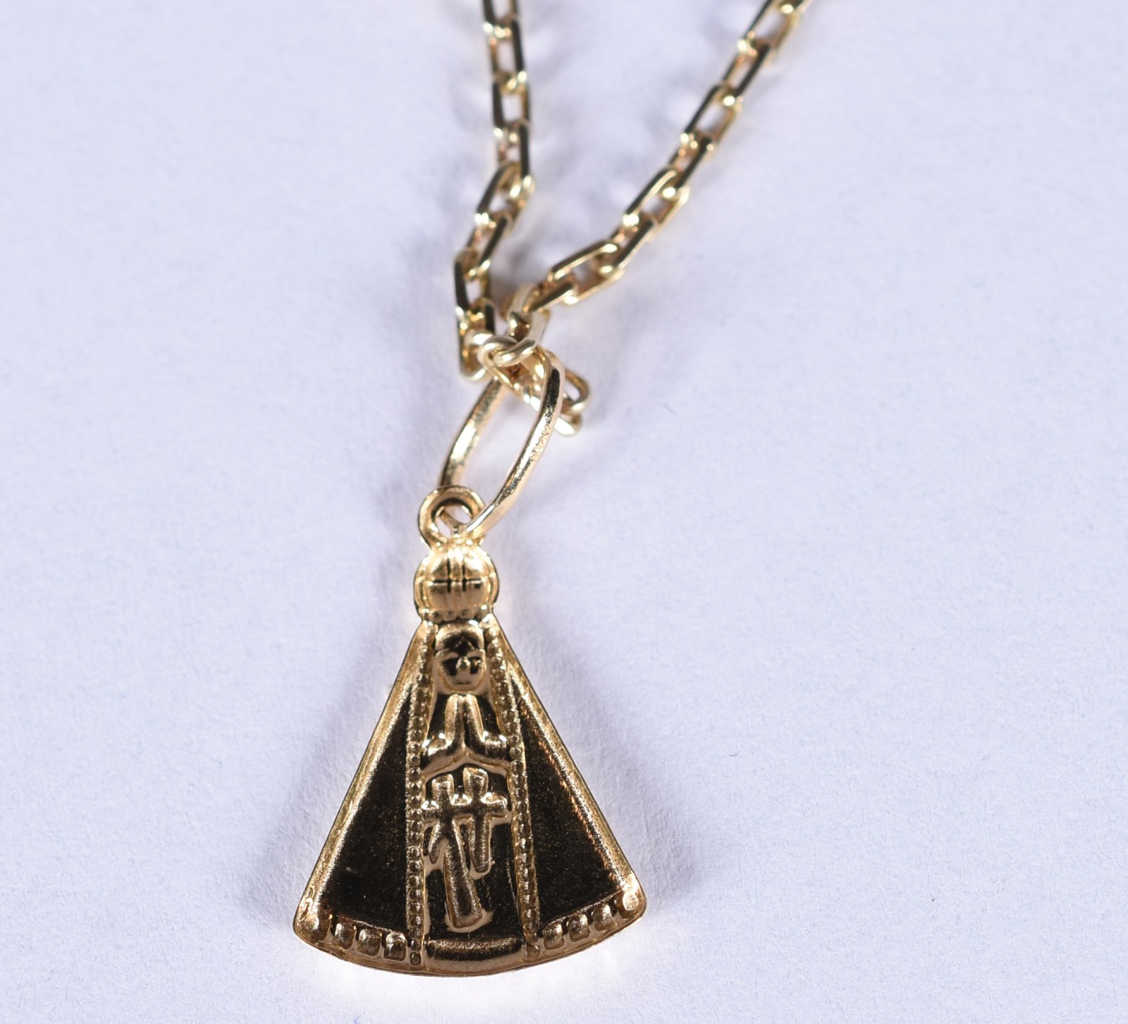 Colar de ouro 18k, contraste 750 e pingente Nossa Senhora Aparecida... - foto 3 de 4