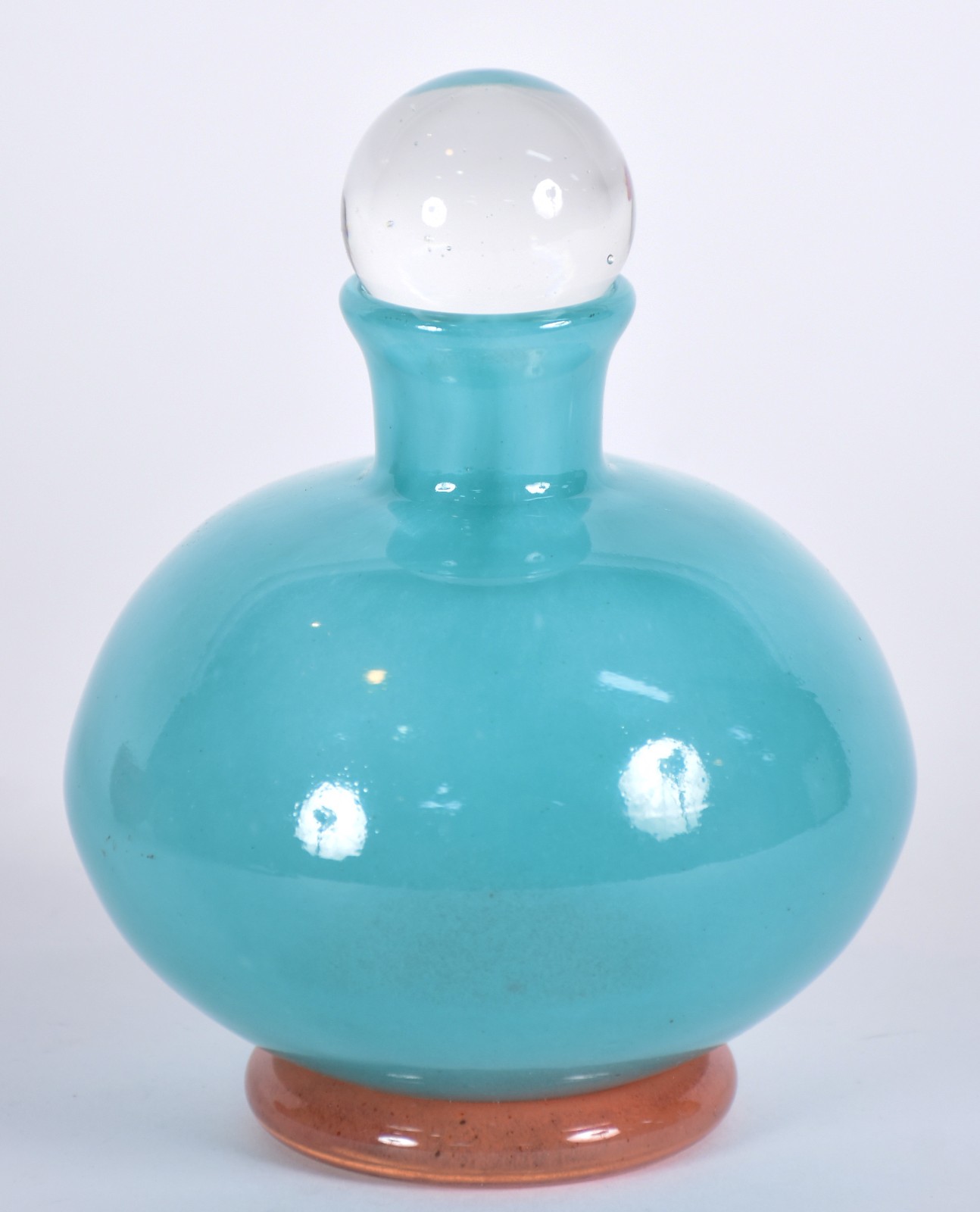 Garrafa de vidro decorativo azul e âmbar. - foto 1 de 5