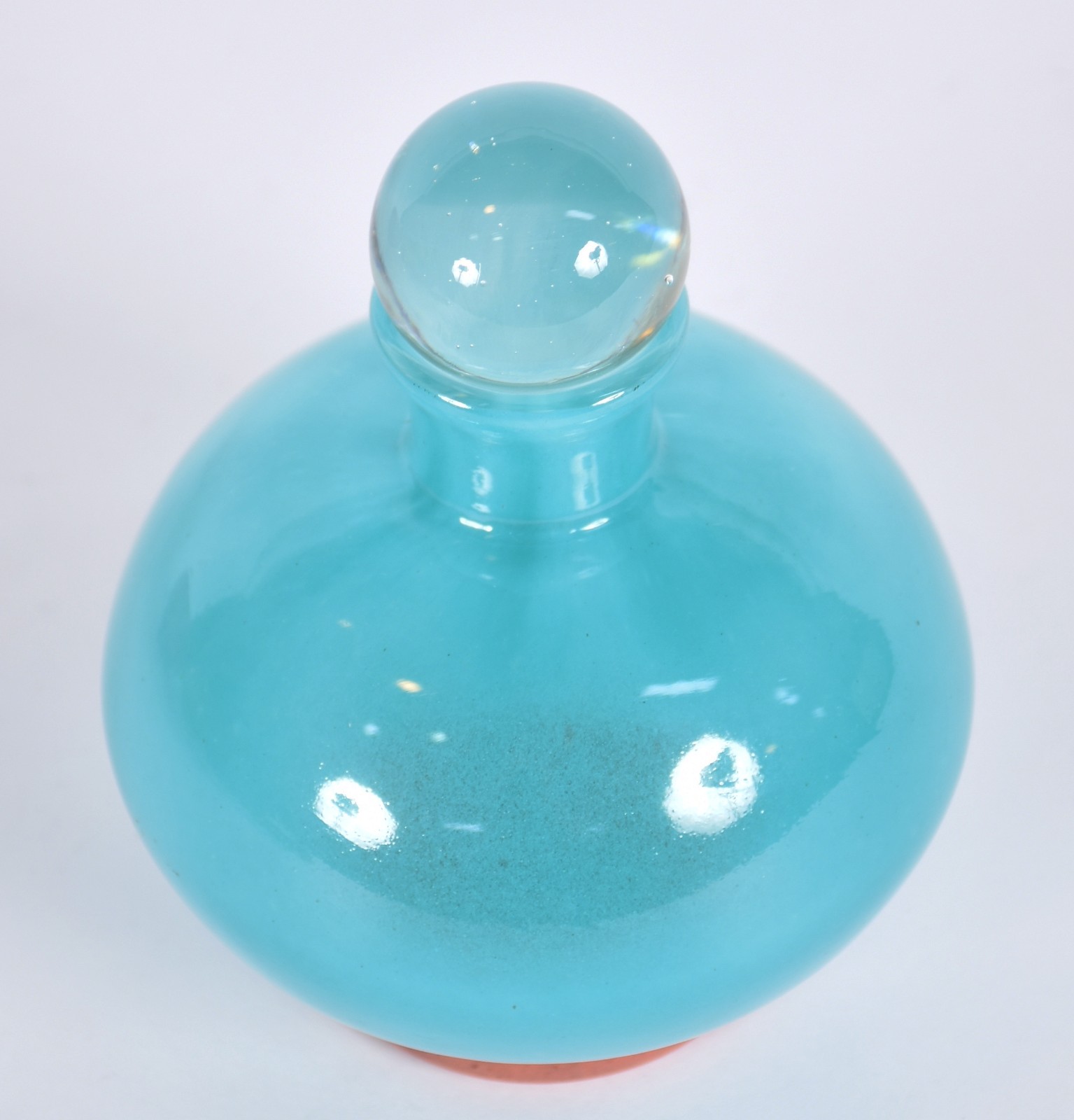Garrafa de vidro decorativo azul e âmbar. - foto 2 de 5