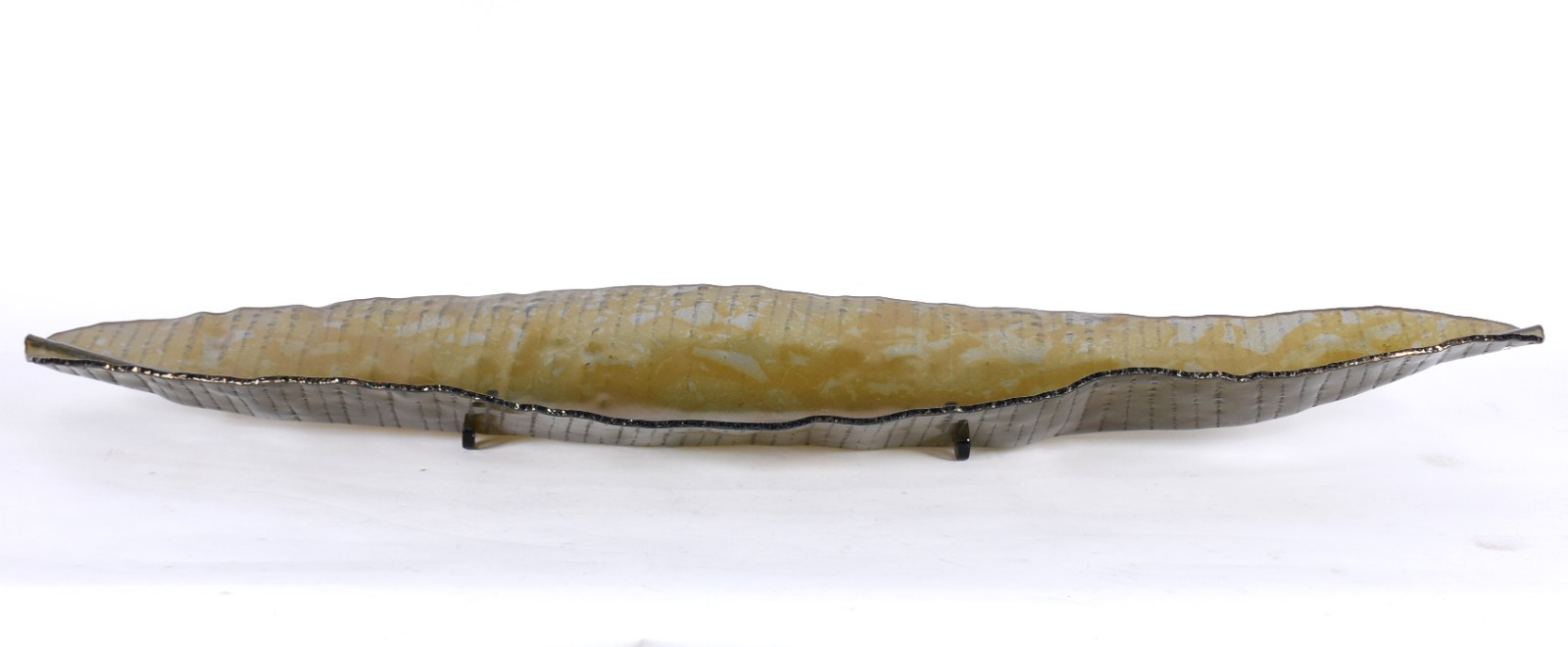 Grande centro de mesa de vidro decorativo em forma de folha de... - foto 3 de 4