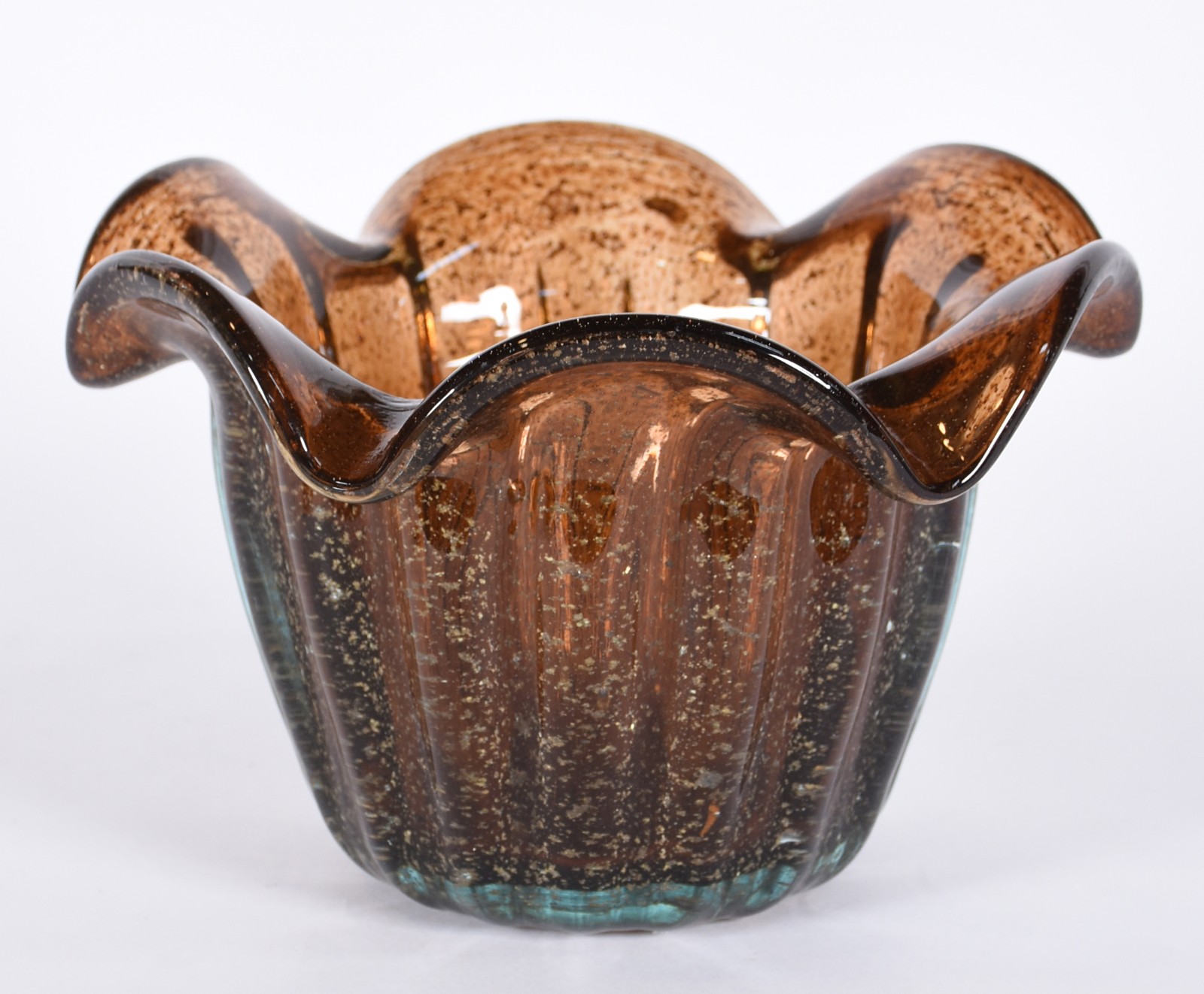 Bowl de vidro decorativo na cor âmbar. - foto 1 de 3