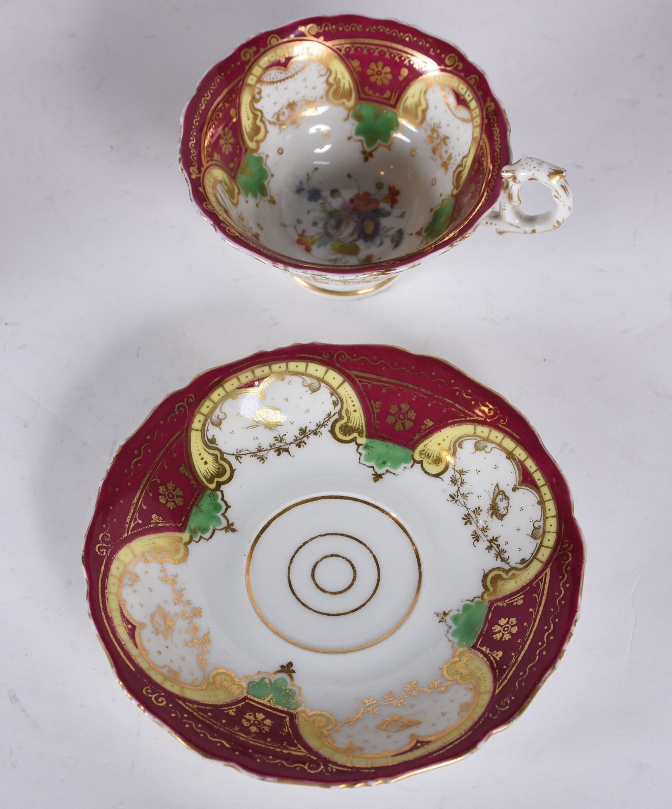Serviço de chá de porcelana francesa Velho Paris, na cor vinho com... - foto 3 de 7