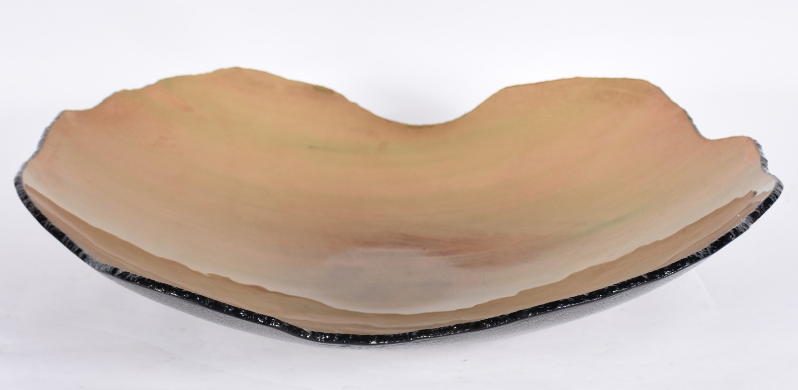 Grande centro de mesa de vidro decorativo fumê/dourado, borda em... - foto 1 de 5