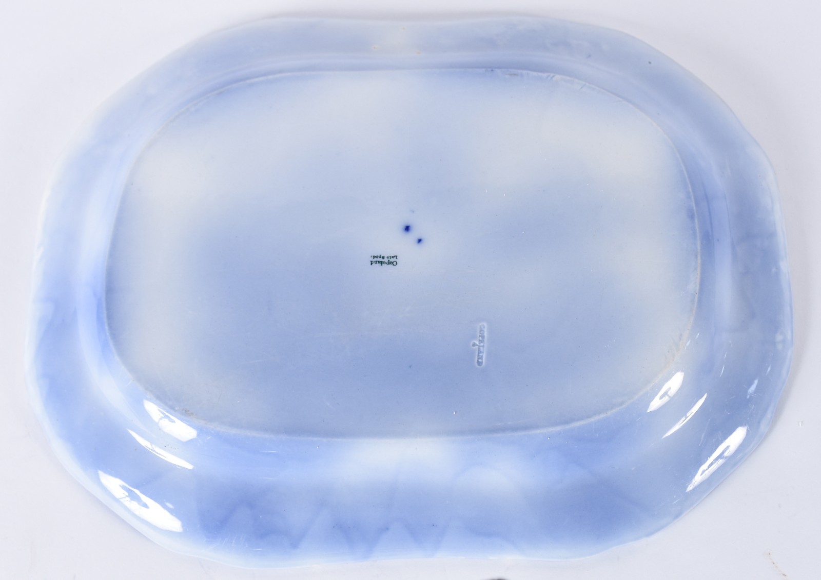 Travessa inglesa de porcelana azul borrão Copeland, feitio oitavado. - foto 2 de 3