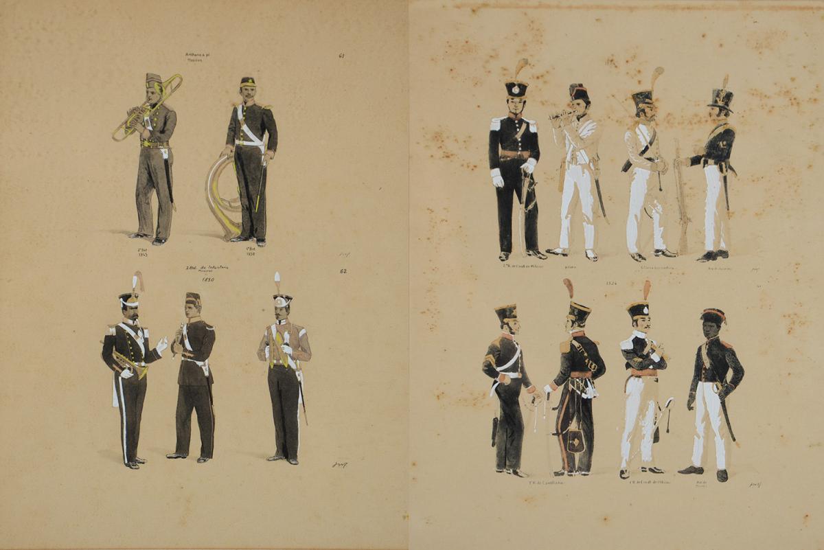 Seis Litogravuras aquareladas - Uniformes do Império do Brasil - 22 x... - foto 2 de 5