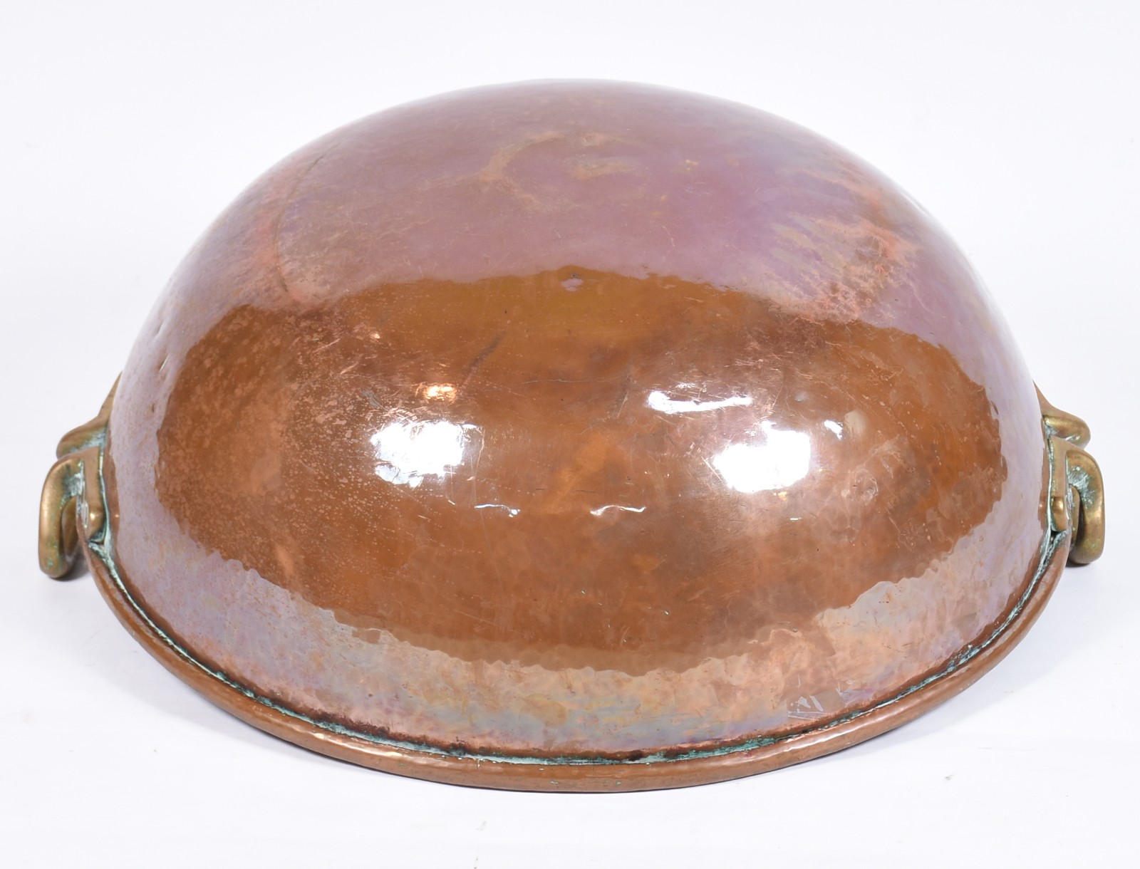 Grande e antigo tacho de cobre com alças de bronze. Acompanha suporte... - foto 4 de 4