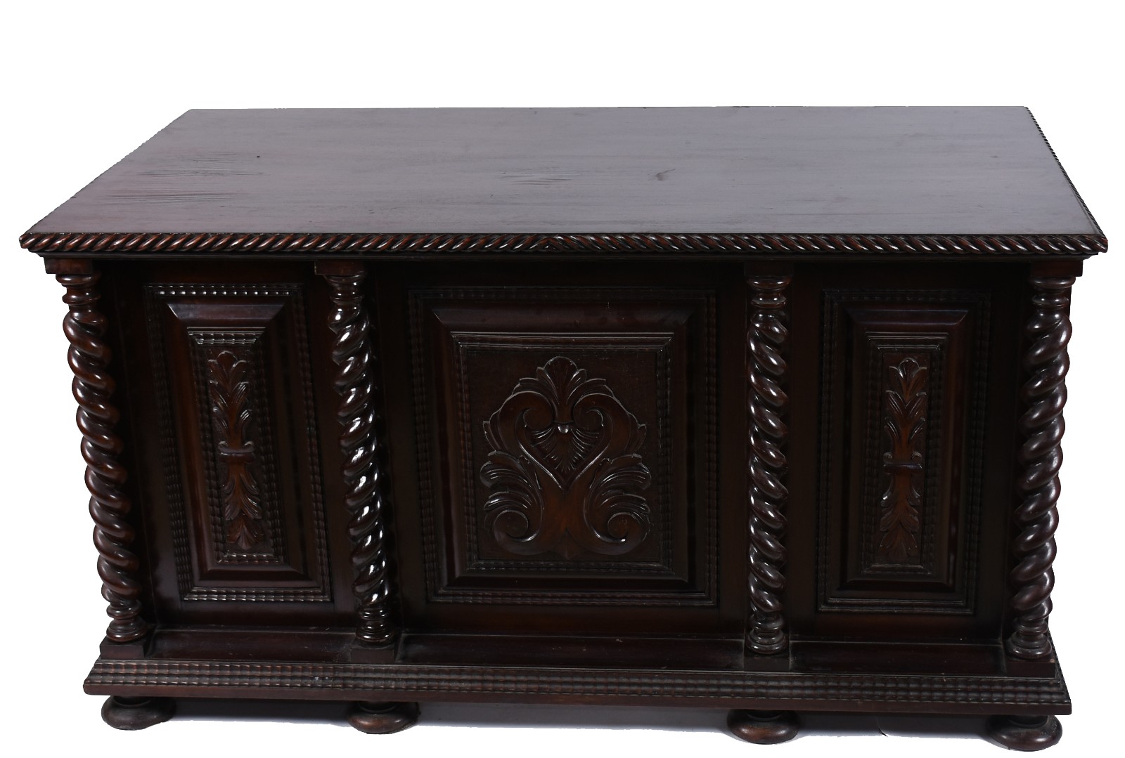 Mesa de escritório de madeira nobre, cantos em colunas torneadas... - foto 6 de 9