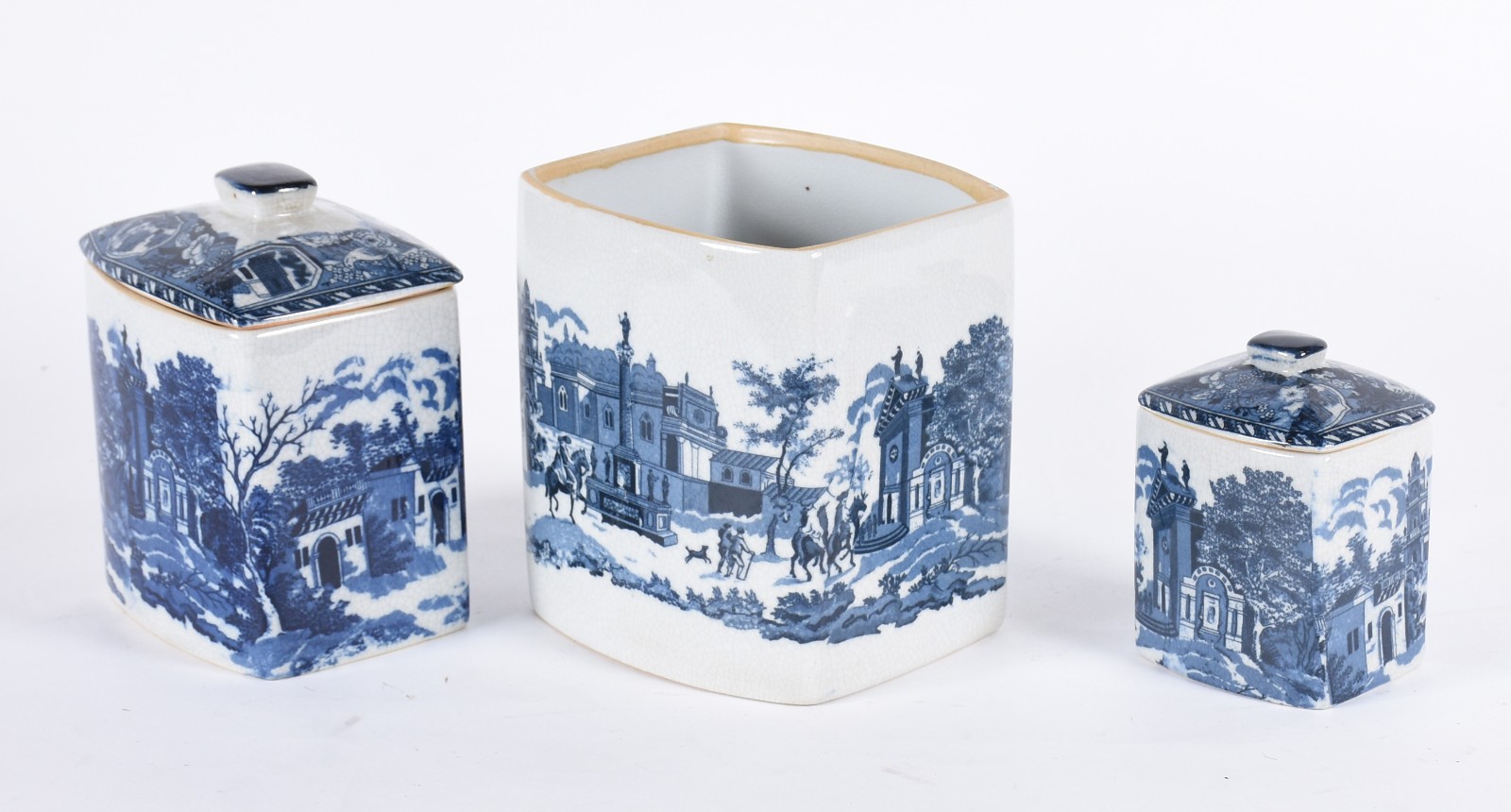 Três potiches de porcelana oriental decorados com cenas típicas em... - foto 4 de 5