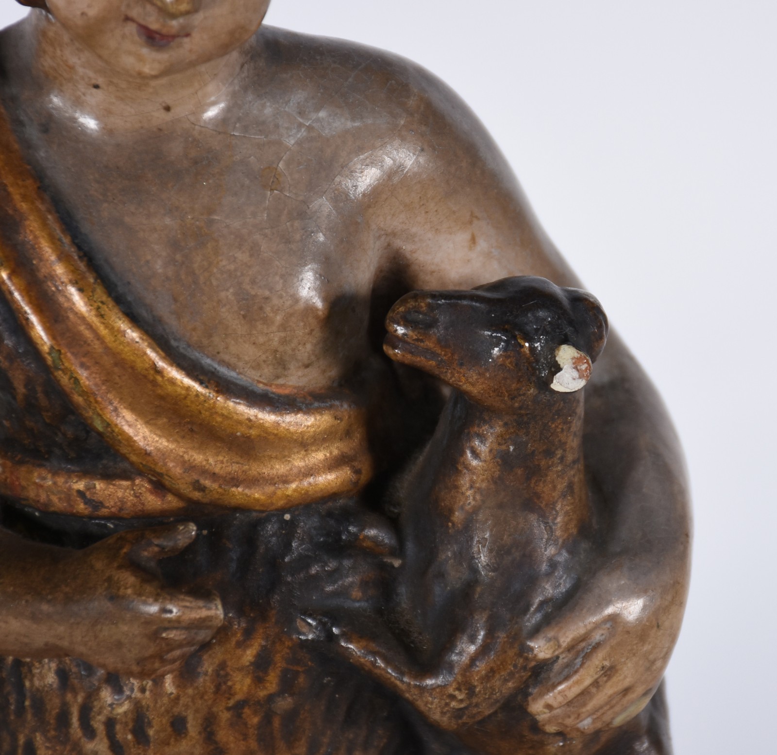 São João Batista menino - Belíssima Imagem de terracota policromada e... - foto 3 de 7