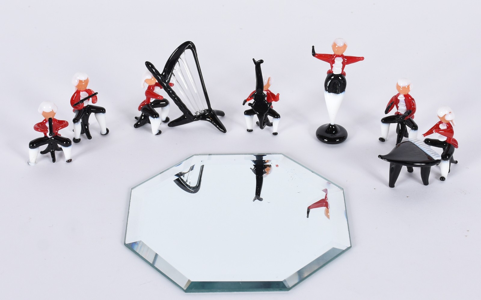 Conjunto de miniatura de músicos de murano italiano policromado, na... - foto 4 de 6