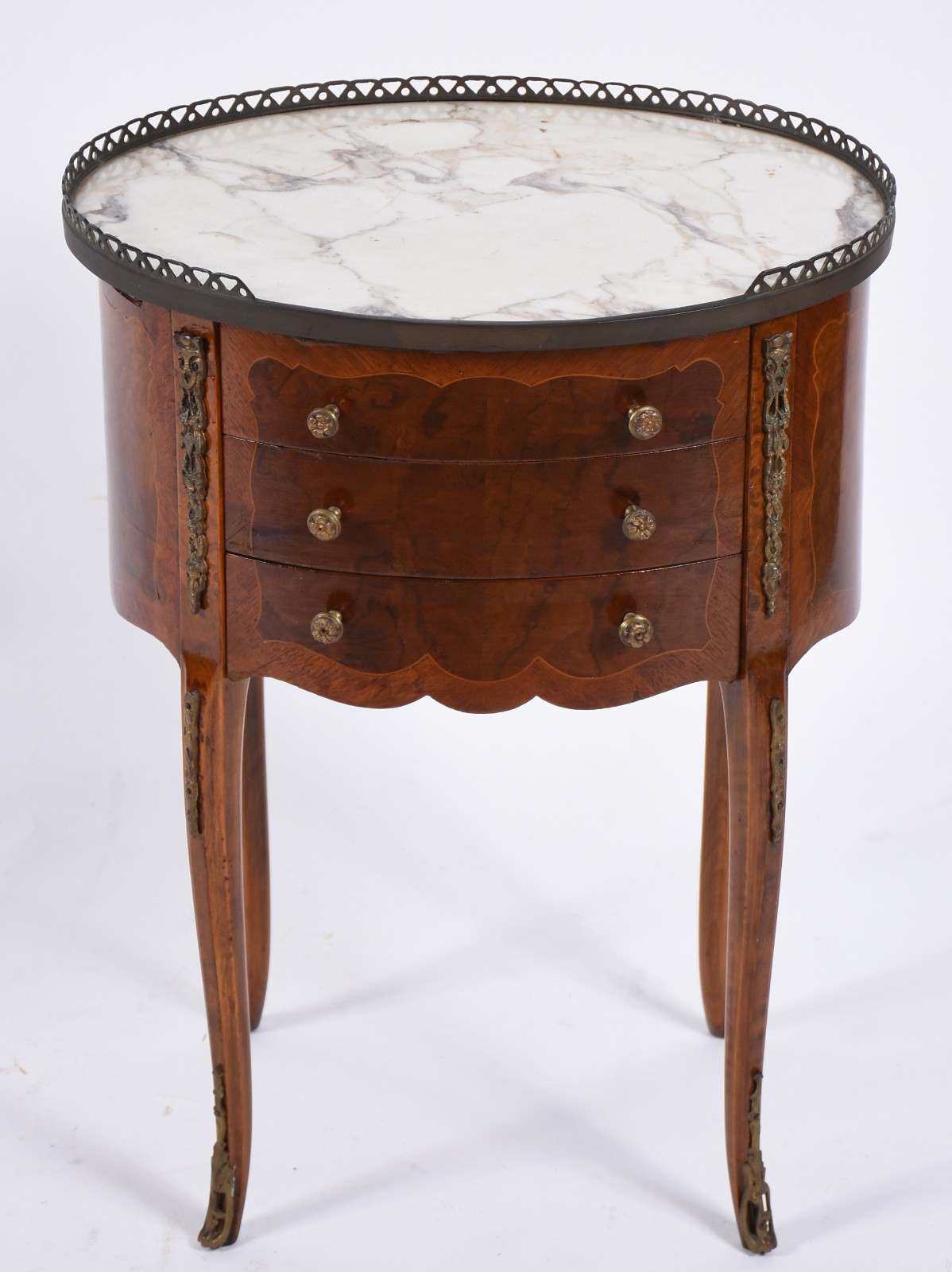 Mesa de madeira nobre estilo frances, 3 gavetas, feitio oval e... - foto 3 de 7