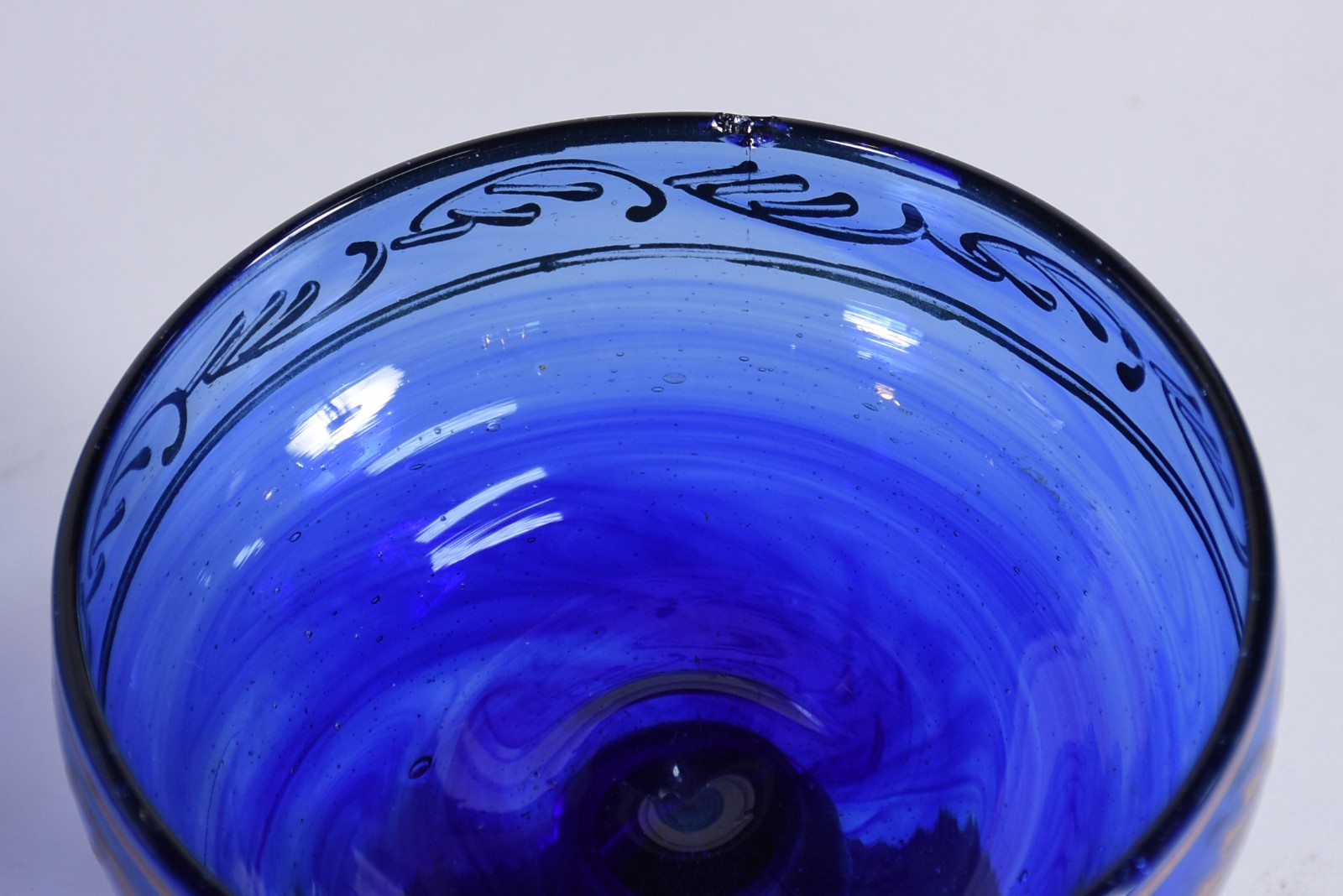 Serviço para sobremesa de vidro na cor azul com guirlandas esmaltadas... - foto 6 de 6