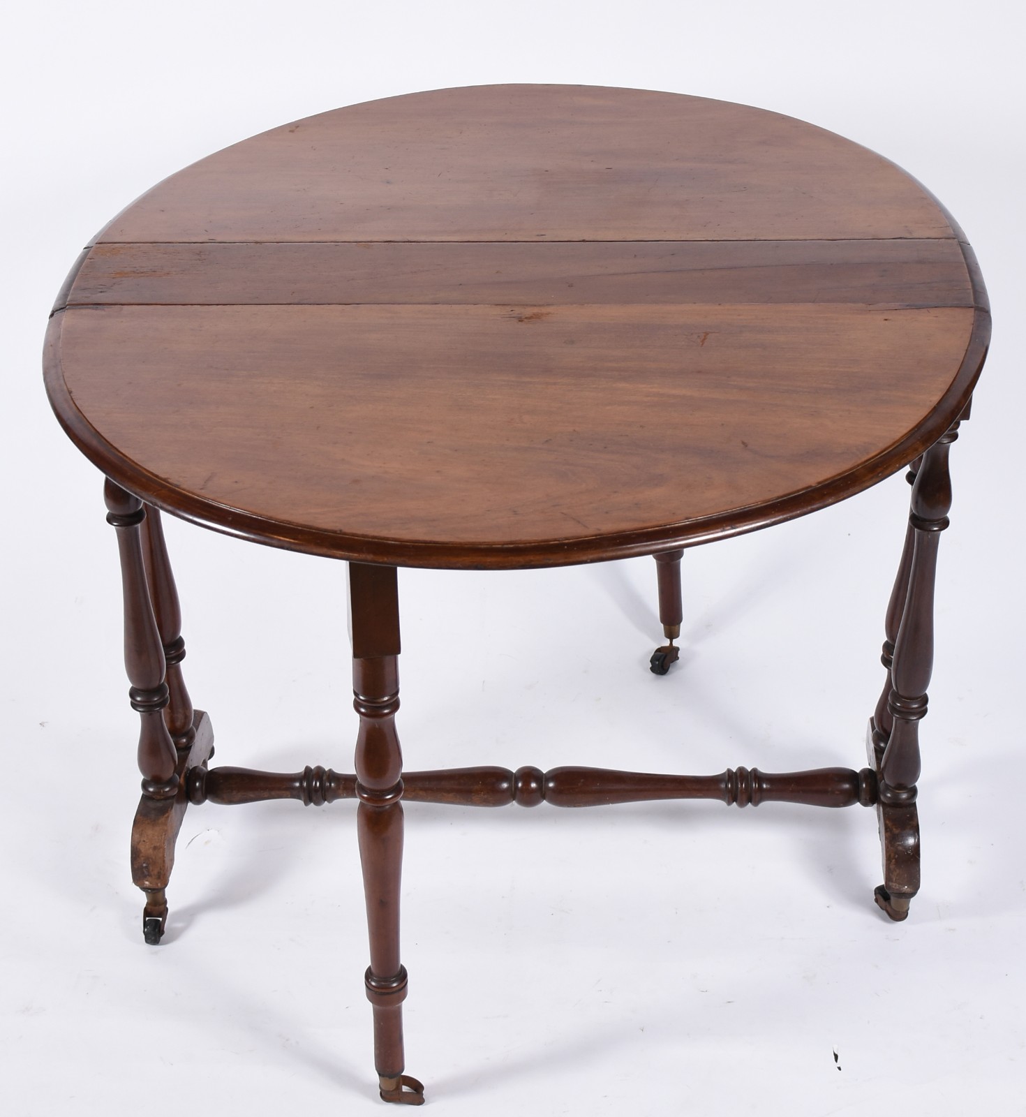 Mesa inglesa de madeira nobre, com abas, dita "Gateleg", sobre... - foto 3 de 6