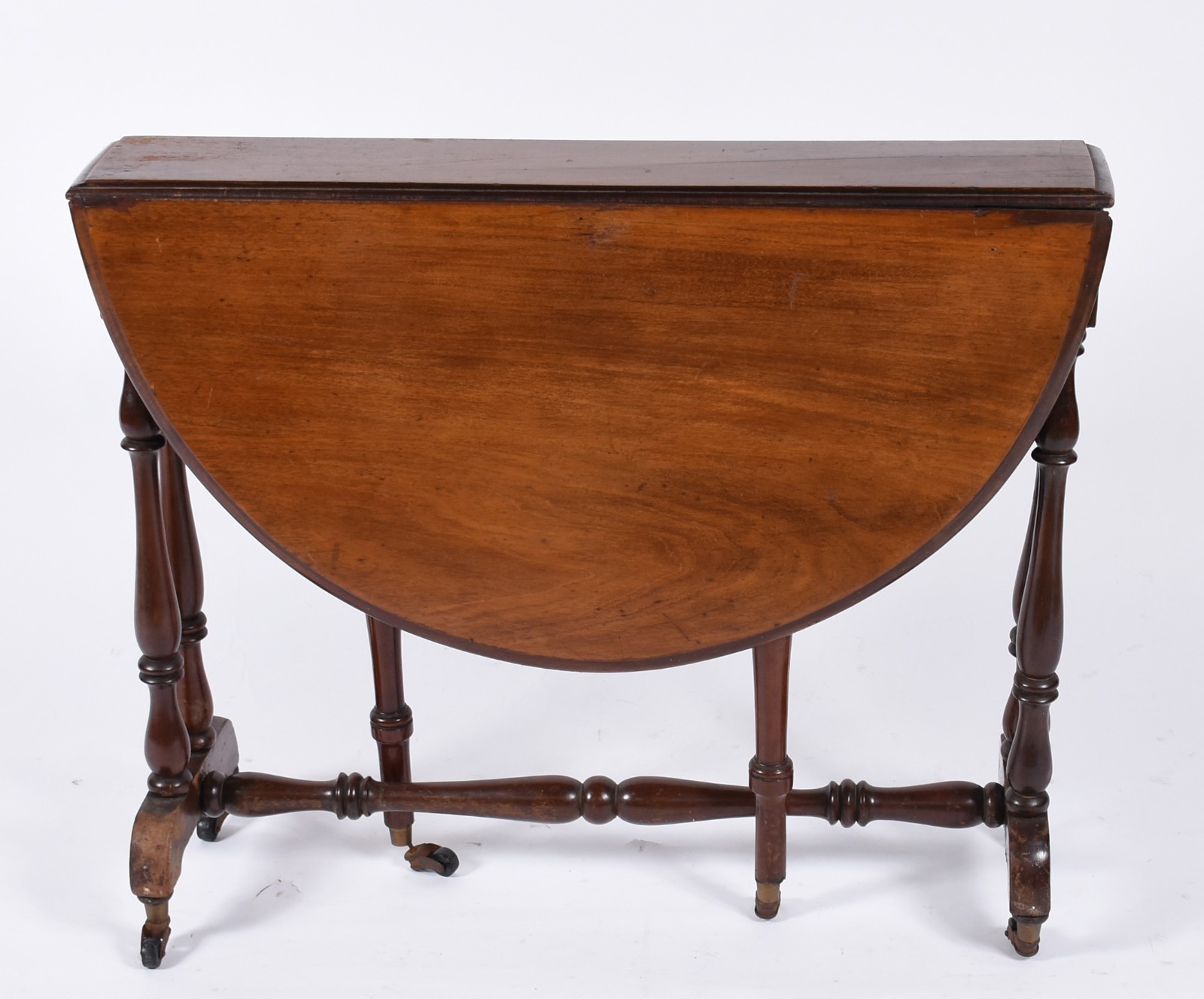 Mesa inglesa de madeira nobre, com abas, dita "Gateleg", sobre... - foto 1 de 6