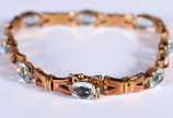 Pulseira de ouro 18k e pedras possivelmente águ... - Pulseira de ouro 18k e pedras possivelmente água marinha (Por motivos de segurança a peça não se encontra na loja)