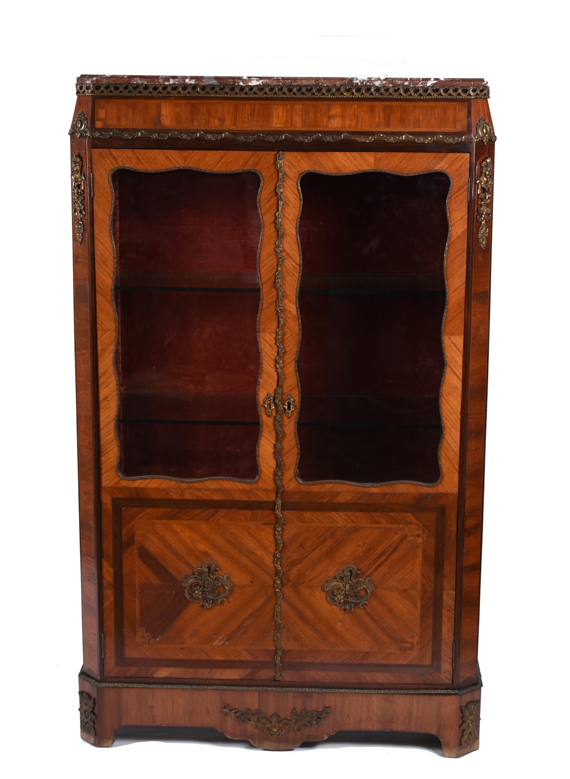 Vitrine francesa de madeira nobre, duas portas de vidro, guarnições... - foto 2 de 6