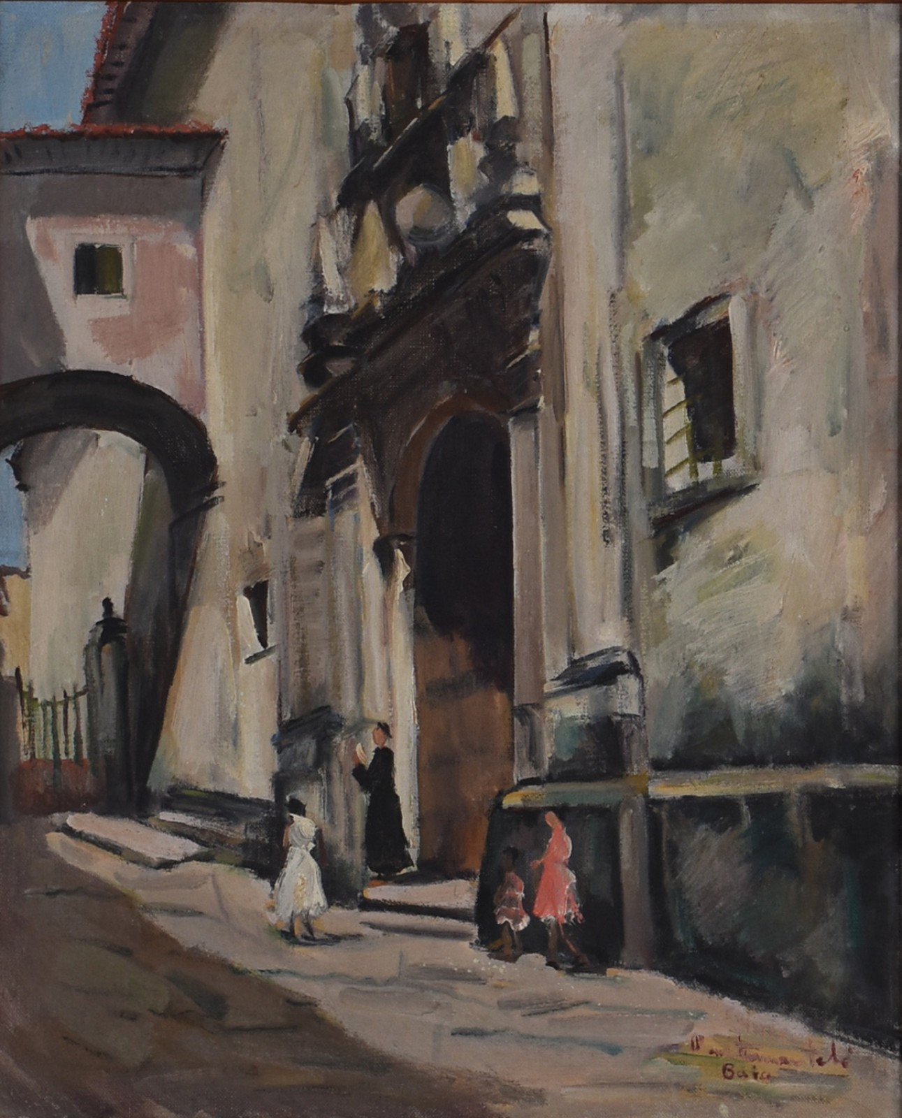 Bustamante Sá (1907-1988), Rua com Igreja e figuras - foto 1 de 4