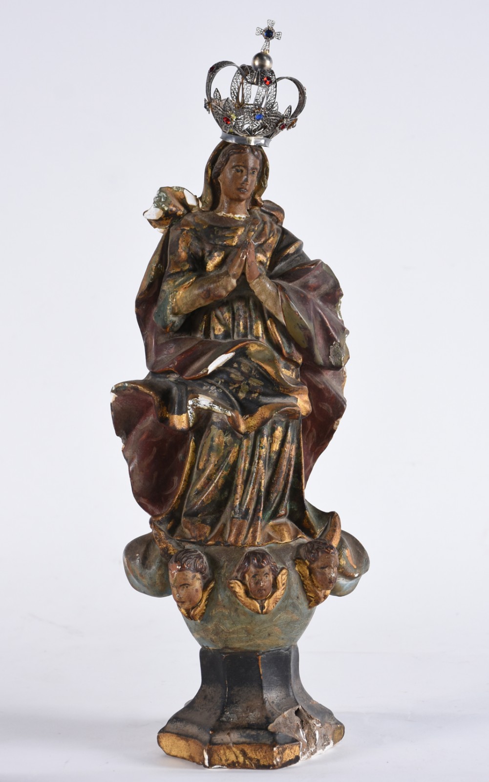 Nossa Senhora - Imagem de estuque policromada e dourada com coroa de... - foto 1 de 7