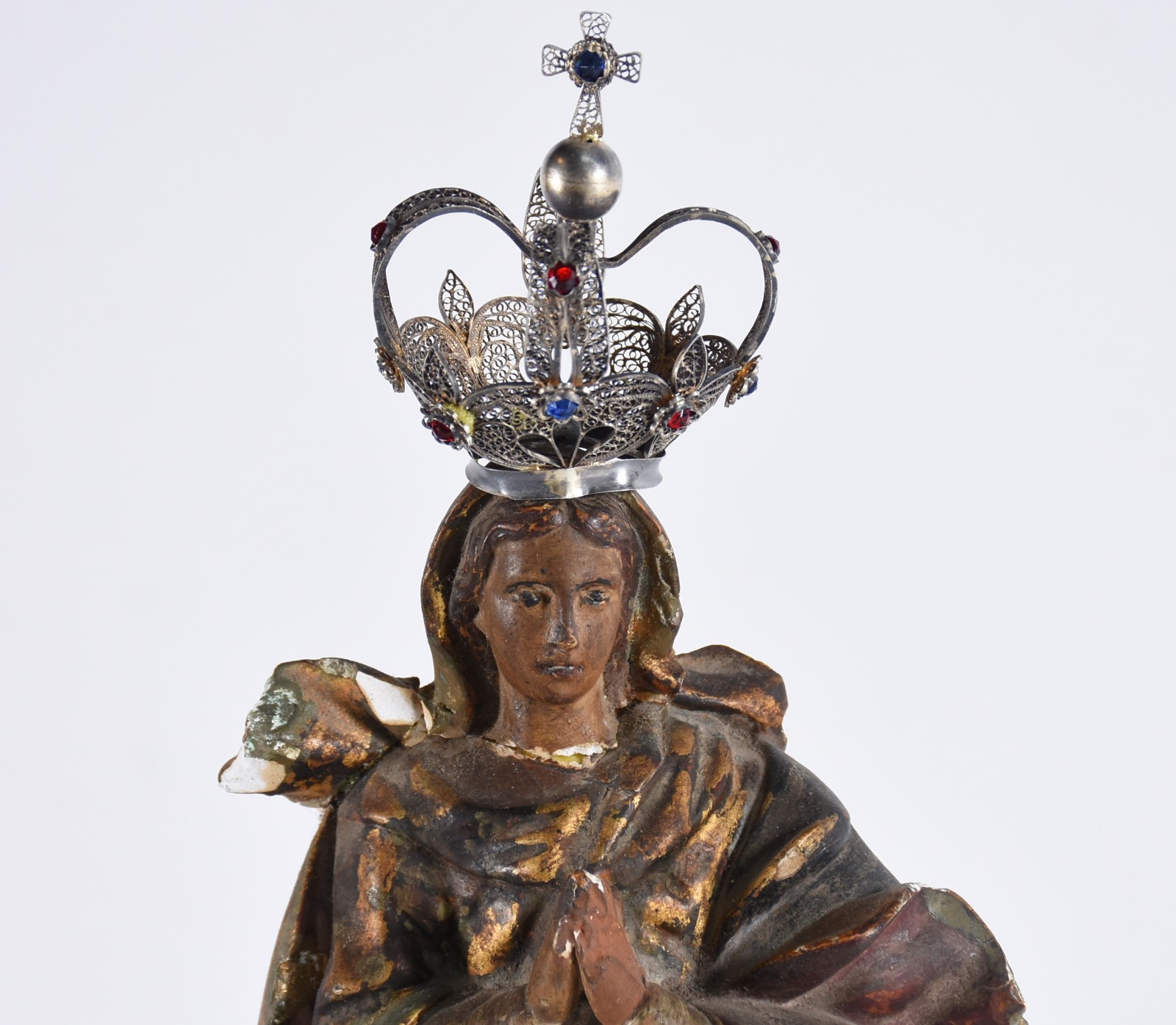 Nossa Senhora - Imagem de estuque policromada e dourada com coroa de... - foto 2 de 7