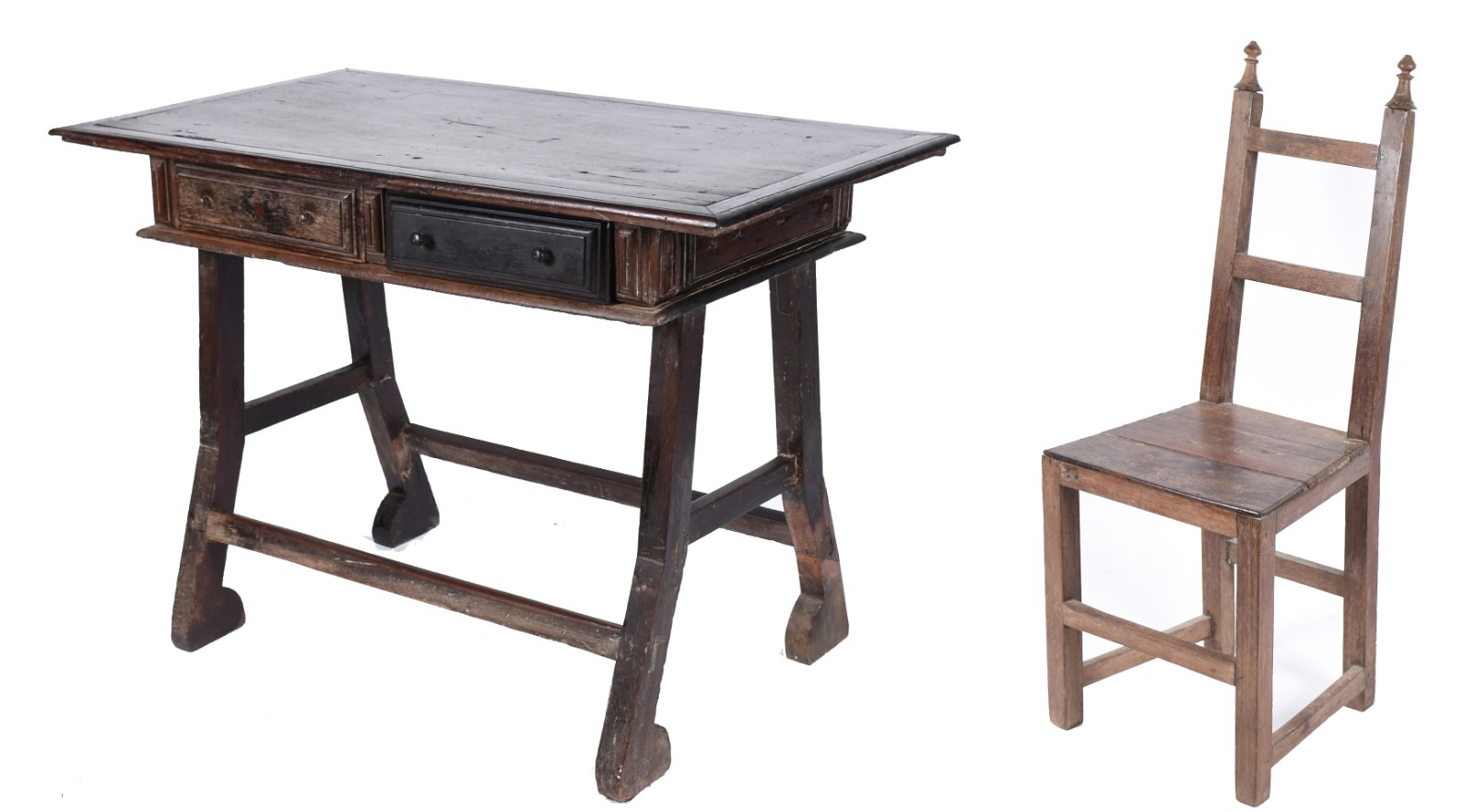 Conjunto de Mesa de encostar com caixa retangular e 2 gavetas, base... - foto 1 de 10