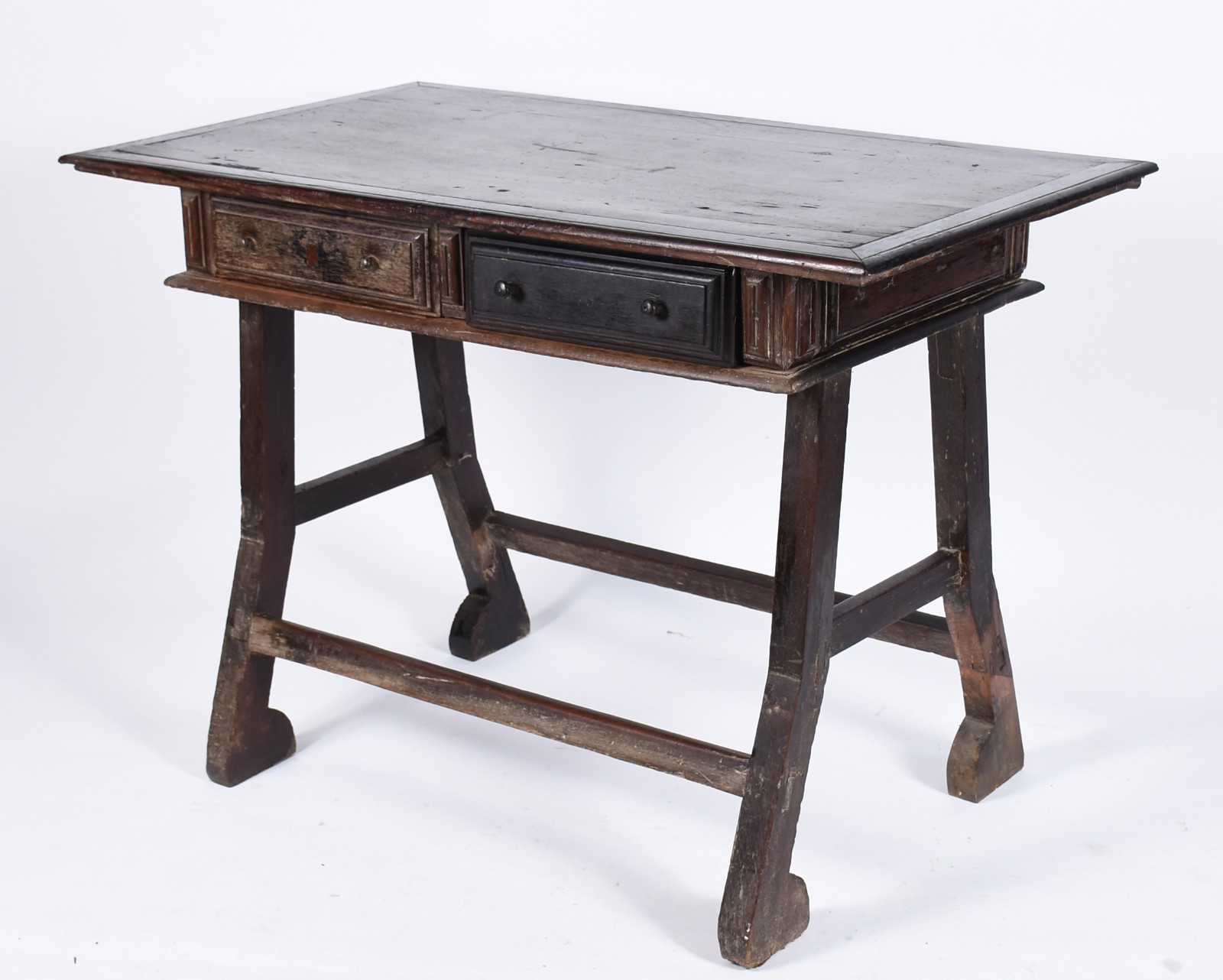 Conjunto de Mesa de encostar com caixa retangular e 2 gavetas, base... - foto 2 de 10