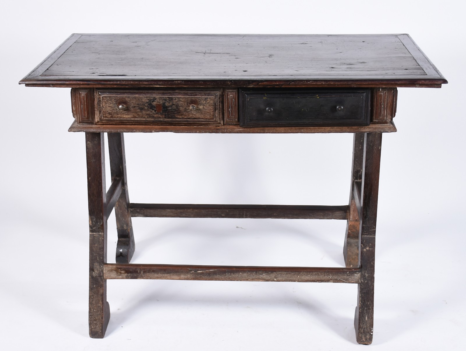 Conjunto de Mesa de encostar com caixa retangular e 2 gavetas, base... - foto 3 de 10