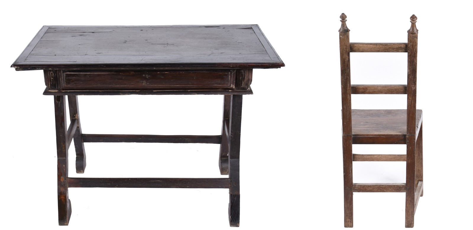 Conjunto de Mesa de encostar com caixa retangular e 2 gavetas, base... - foto 4 de 10