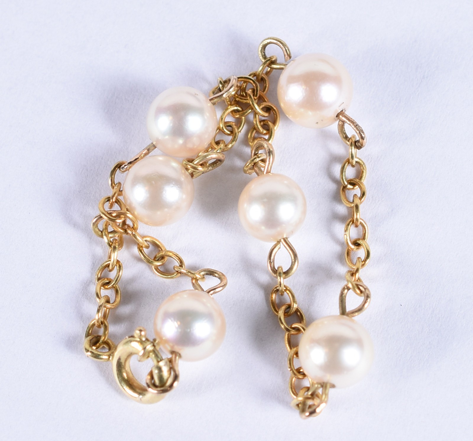 Pulseira em ouro 18k com 6 perolas intercaladas em correntes (Por... - foto 2 de 3