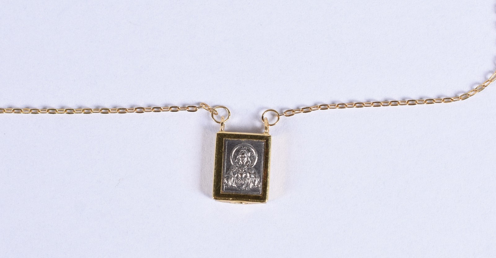 Cordão em ouro 18k com placa em relevo "Coração de Jesus" (Por... - foto 1 de 6