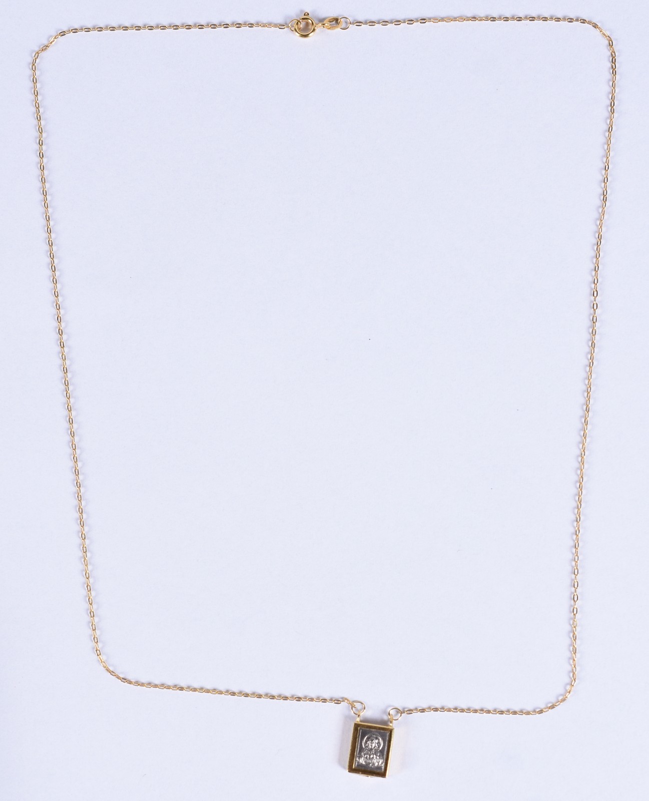 Cordão em ouro 18k com placa em relevo "Coração de Jesus" (Por... - foto 2 de 6
