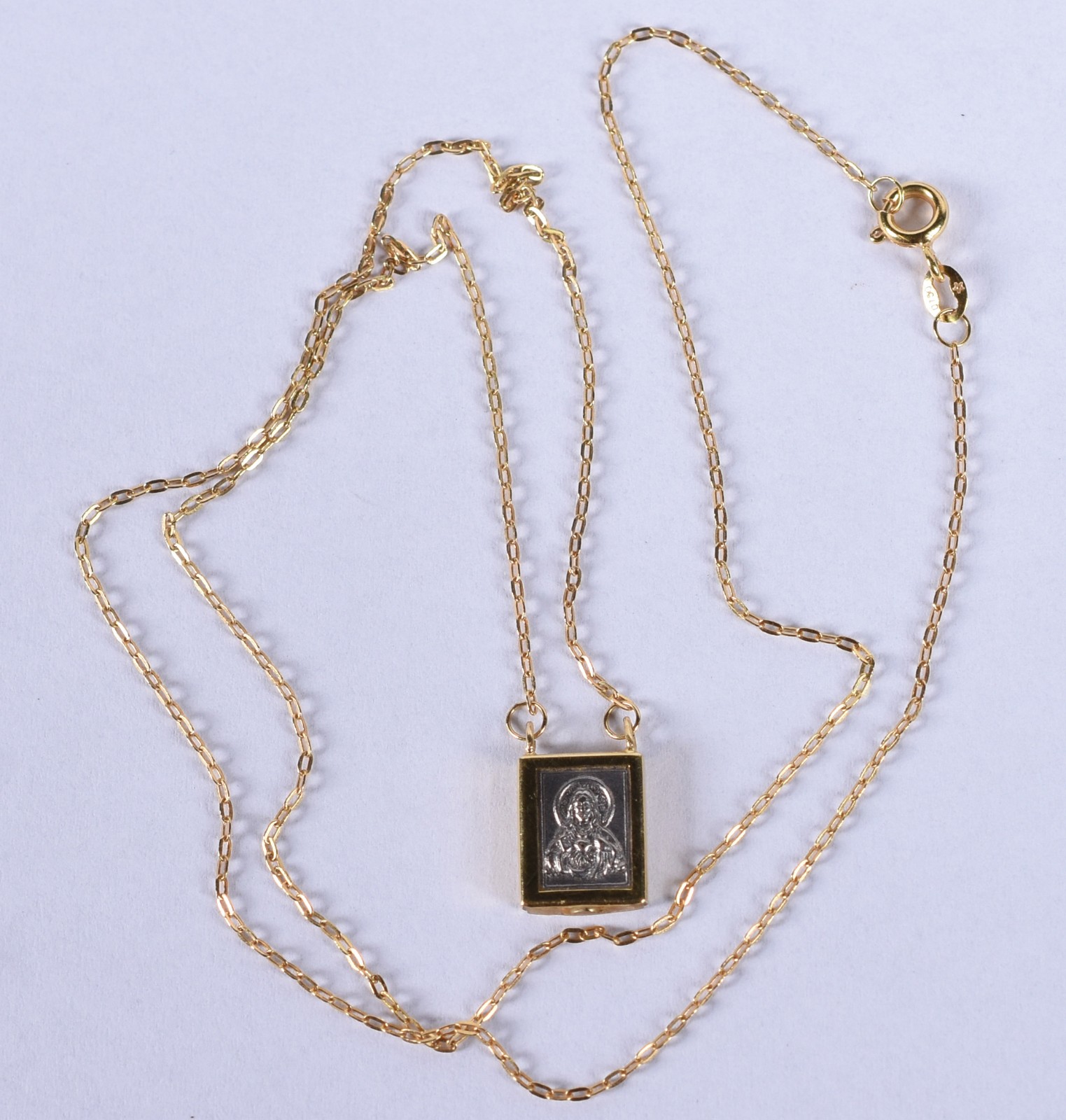 Cordão em ouro 18k com placa em relevo "Coração de Jesus" (Por... - foto 3 de 6